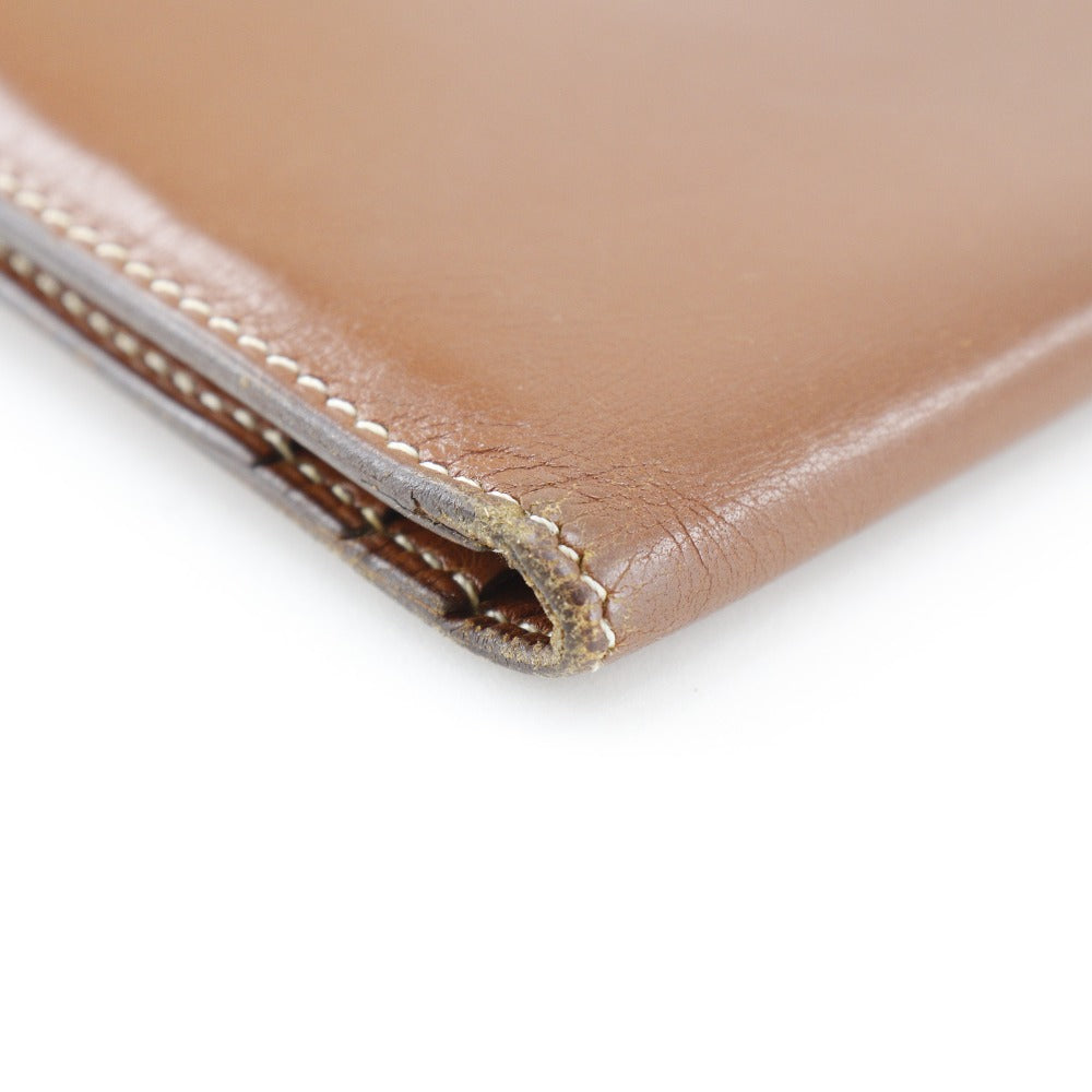 HERMES Long Wallet Purse Box scarf Brown Bean