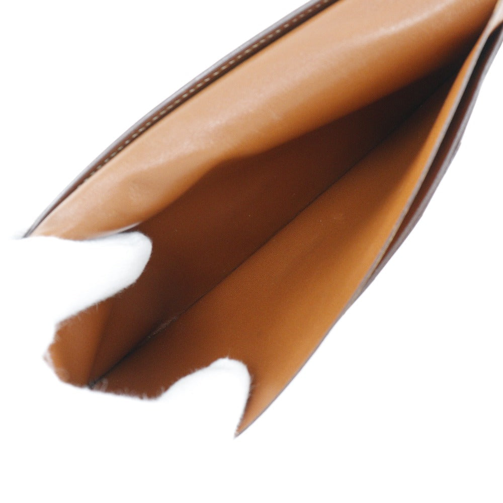 HERMES Long Wallet Purse Box scarf Brown Bean