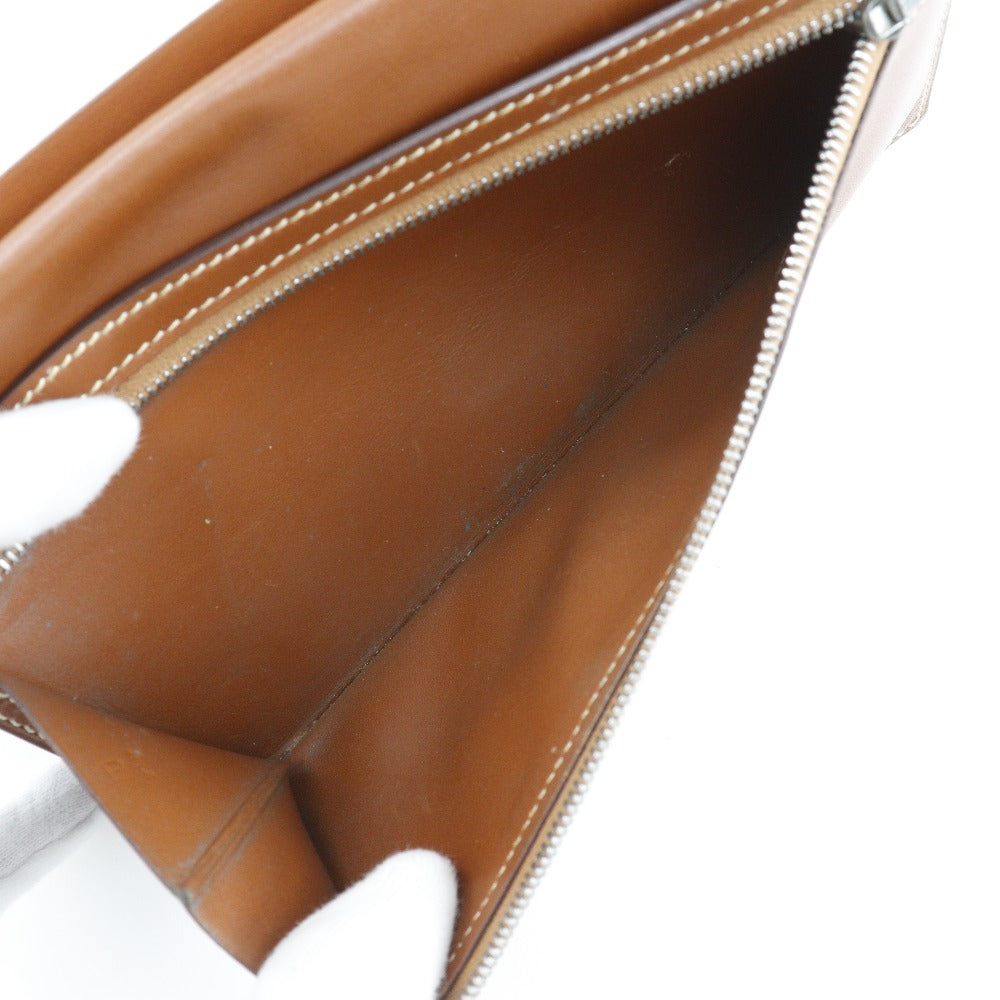 HERMES Long Wallet Purse Box scarf Brown Bean