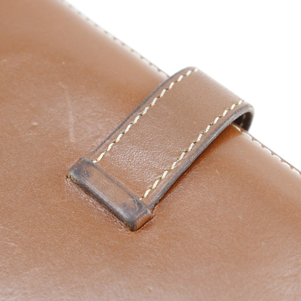 HERMES Long Wallet Purse Box scarf Brown Bean