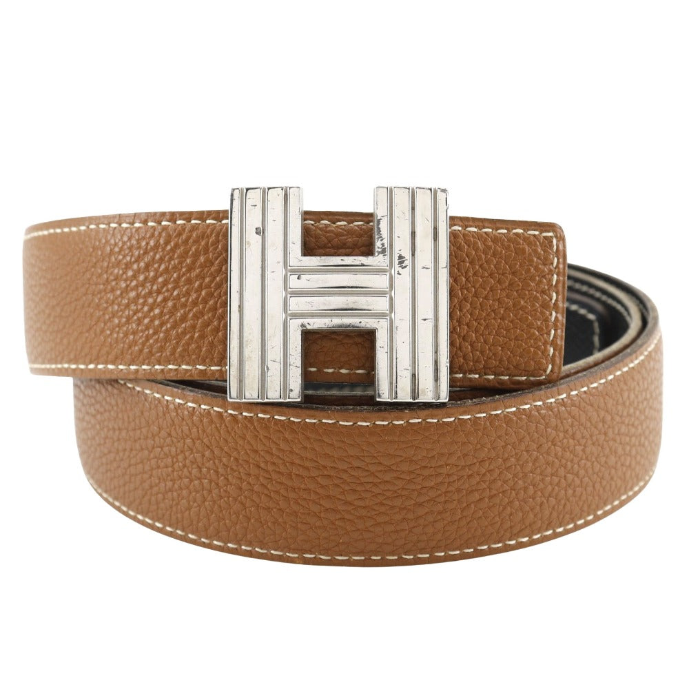 HERMES belt leather Brown / black Constance H belt 90