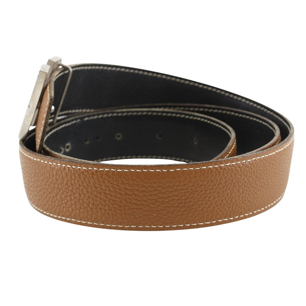 HERMES belt leather Brown / black Constance H belt 90