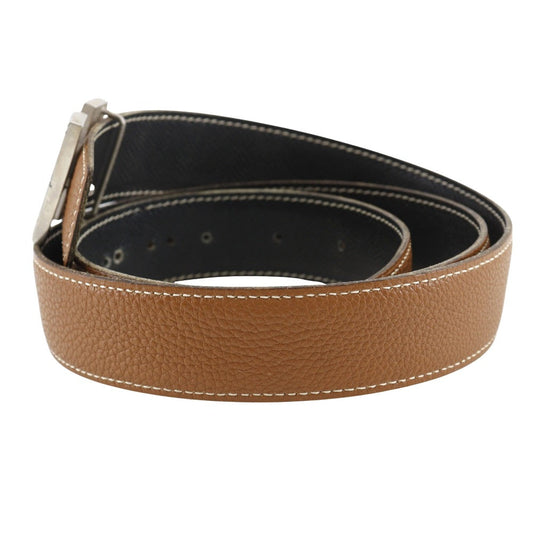 HERMES belt leather Brown / black Constance H belt 90