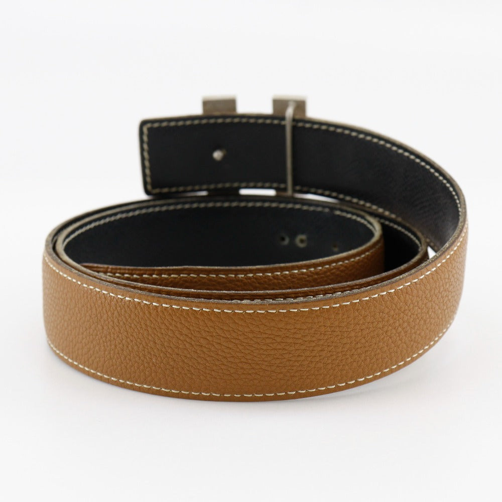 HERMES belt leather Brown / black Constance H belt 90