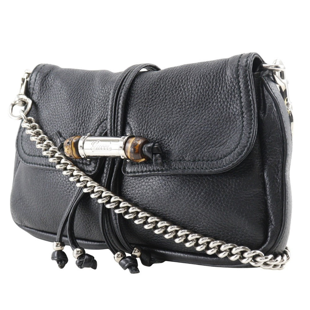 GUCCI Shoulder Bag 235320 leather black ChainShoulder Bamboo