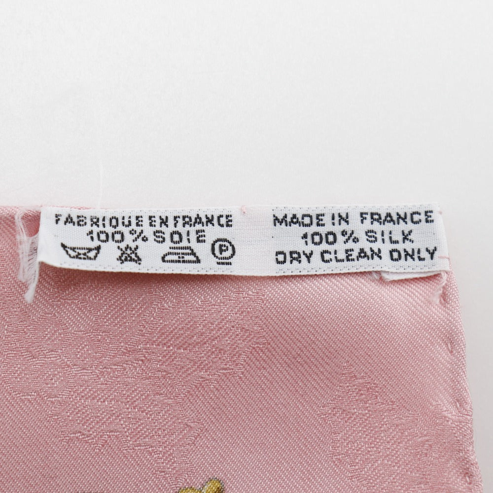HERMES scarf silk pink Feather and bell Plumes et Grelots Carre90 Women Used