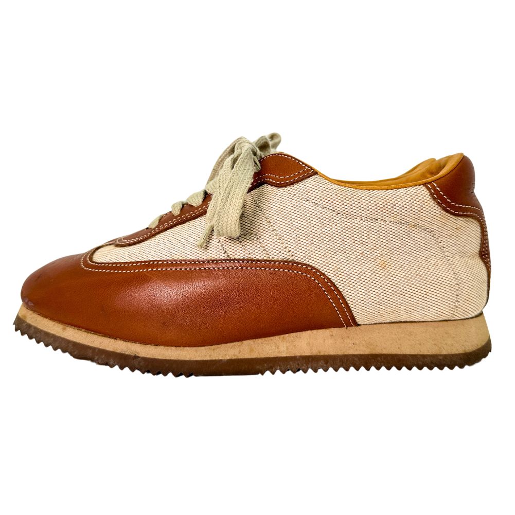 HERMES sneakers Leather, Canvas Brown H logo quick Women 37 Used