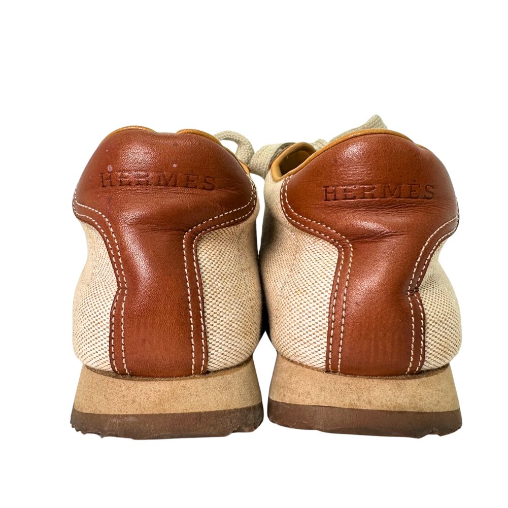 HERMES sneakers Leather, Canvas Brown H logo quick Women 37 Used