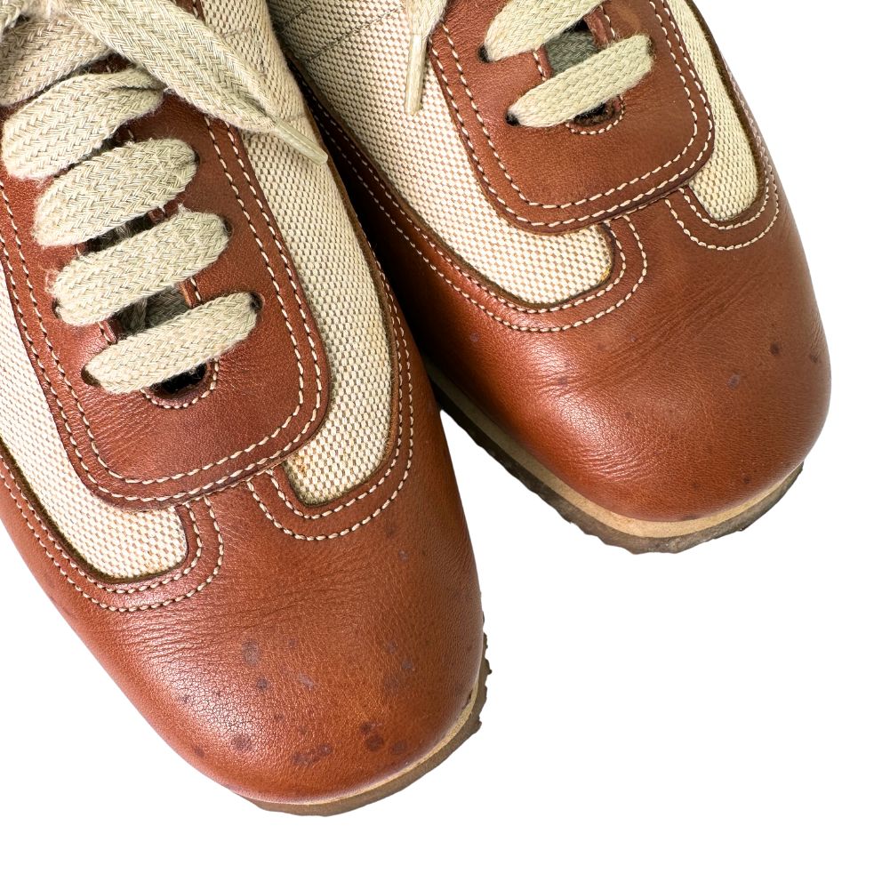 HERMES sneakers Leather, Canvas Brown H logo quick Women 37 Used