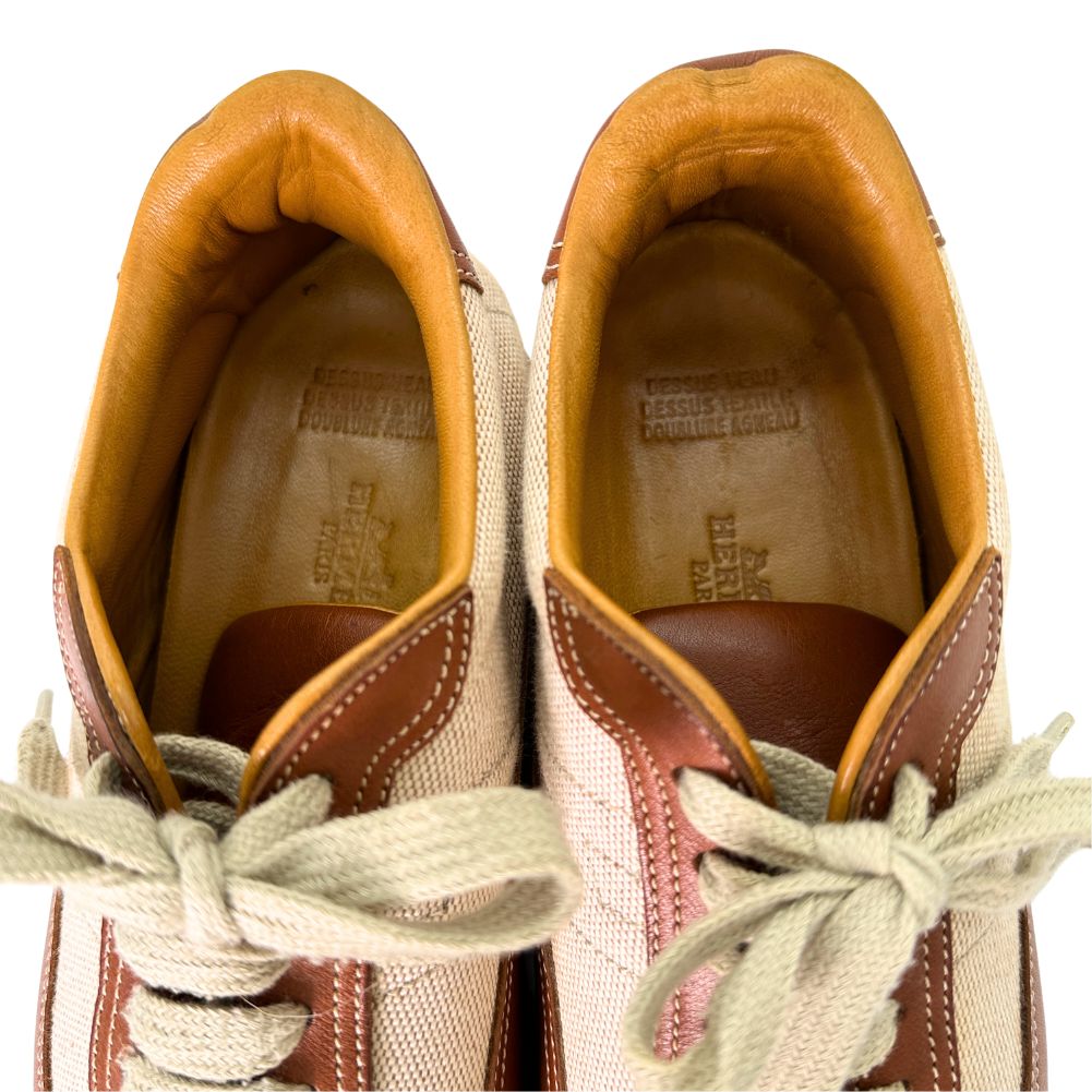 HERMES sneakers Leather, Canvas Brown H logo quick Women 37 Used