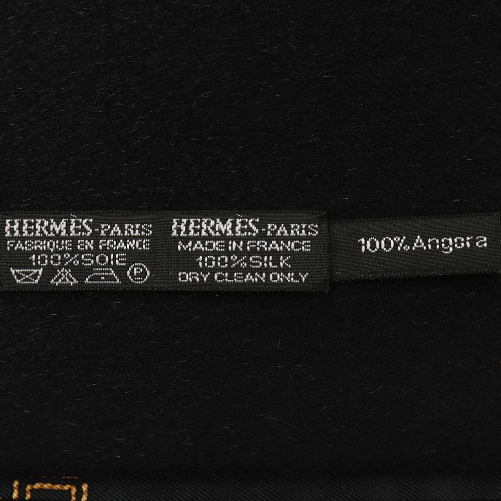 HERMES Scarf Silk, Angora black unisex(Unisex) Used