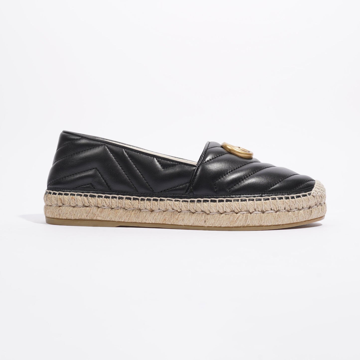 Gucci GG Espadrilles Black Leather EU 38 UK 5