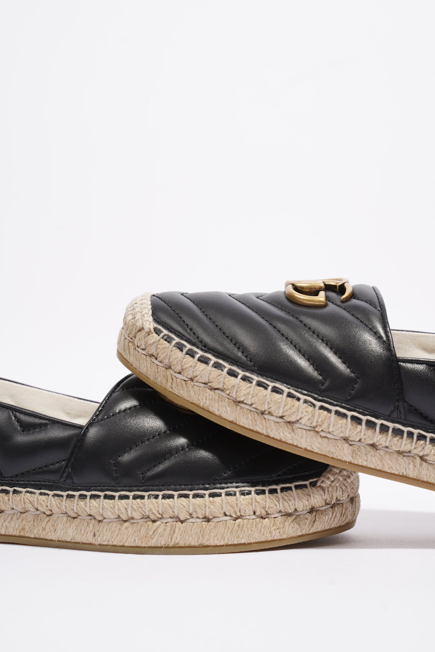 Gucci GG Espadrilles Black Leather EU 38 UK 5