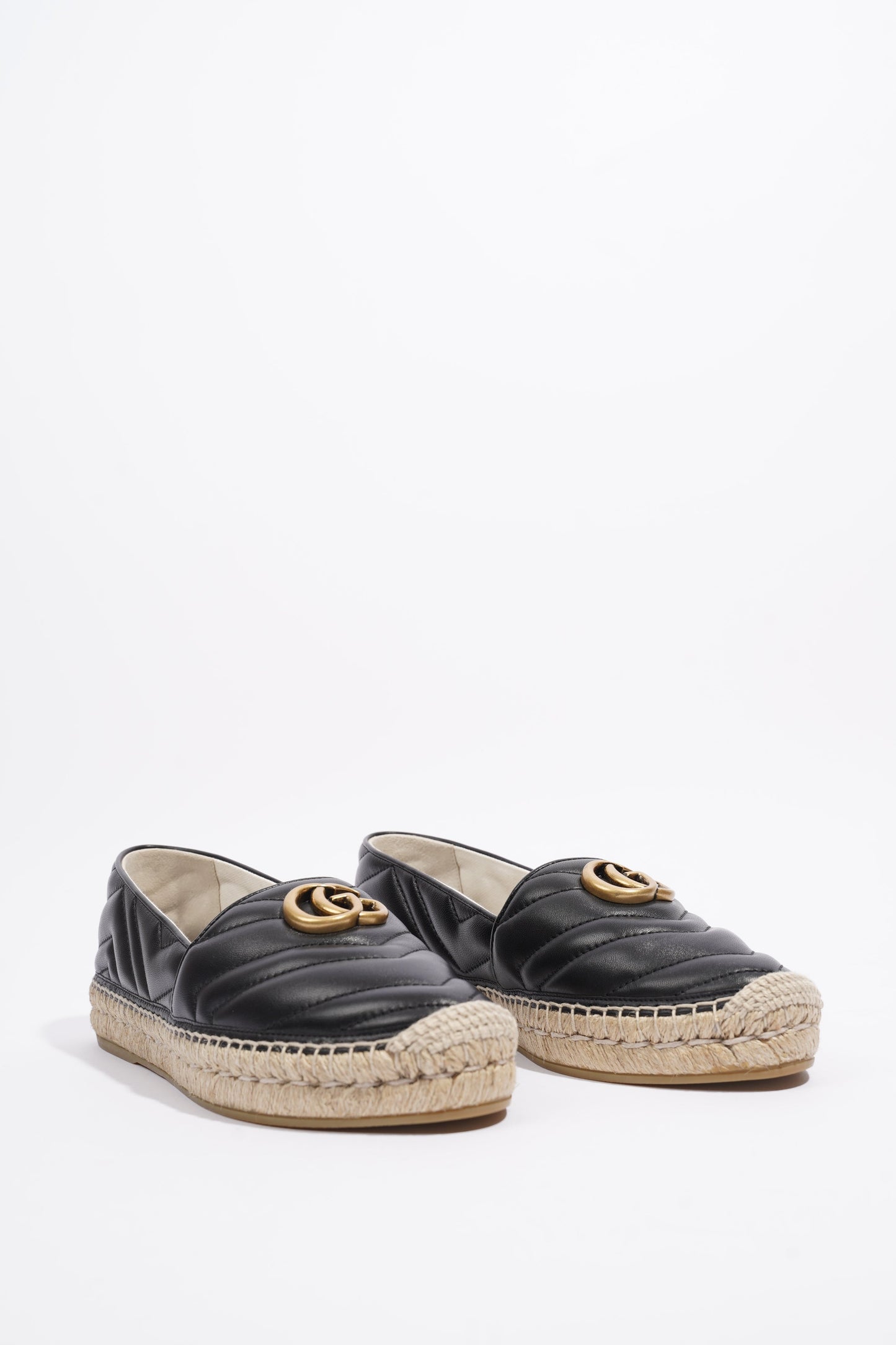 Gucci GG Espadrilles Black Leather EU 38 UK 5