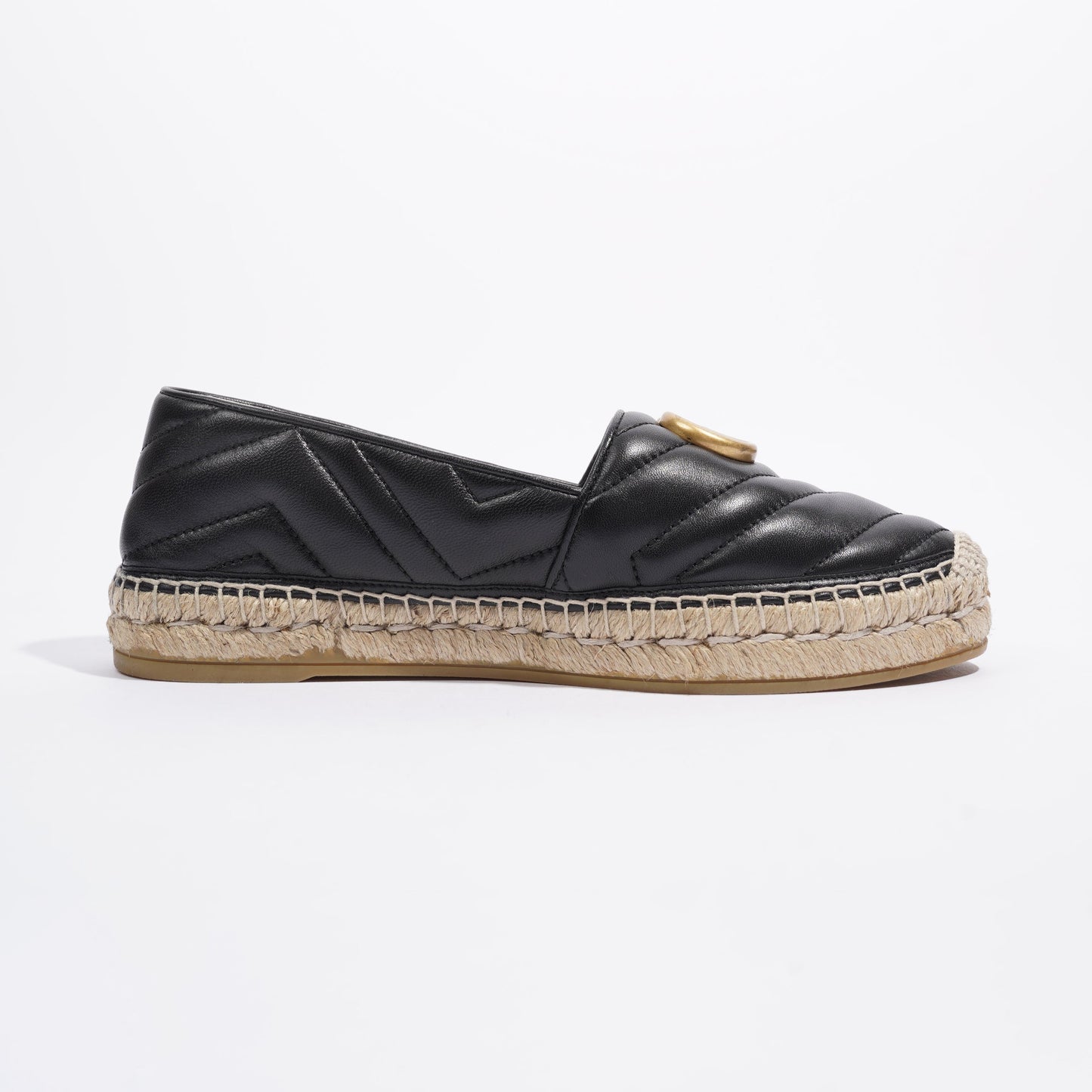Gucci GG Espadrilles Black Leather EU 38 UK 5