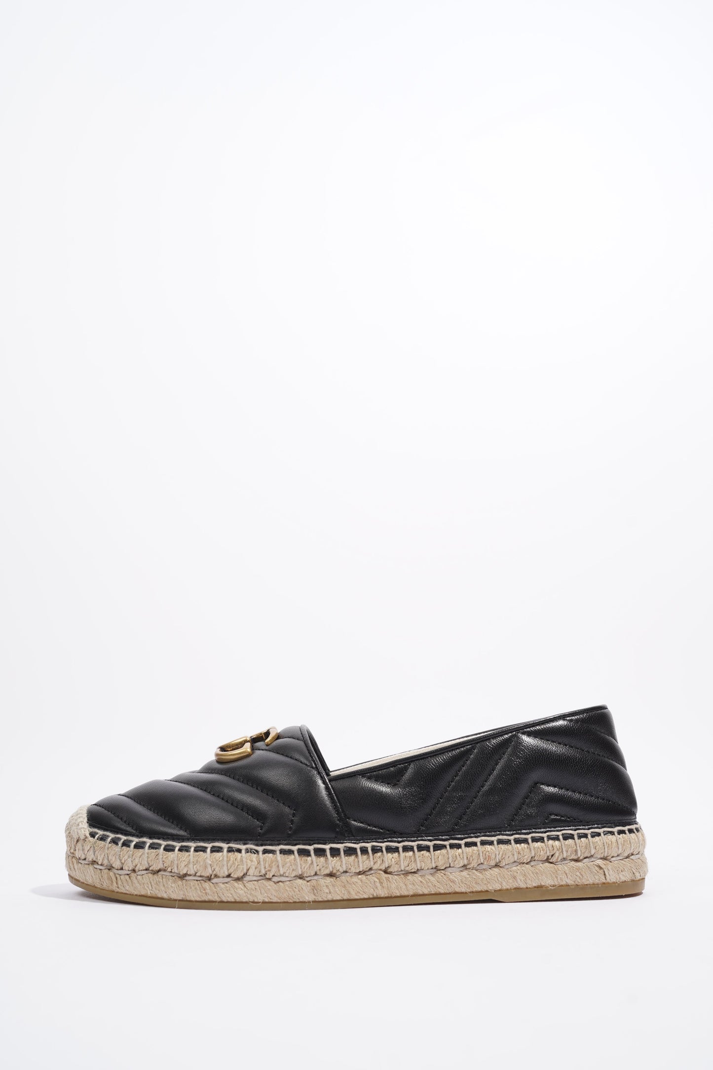 Gucci GG Espadrilles Black Leather EU 38 UK 5