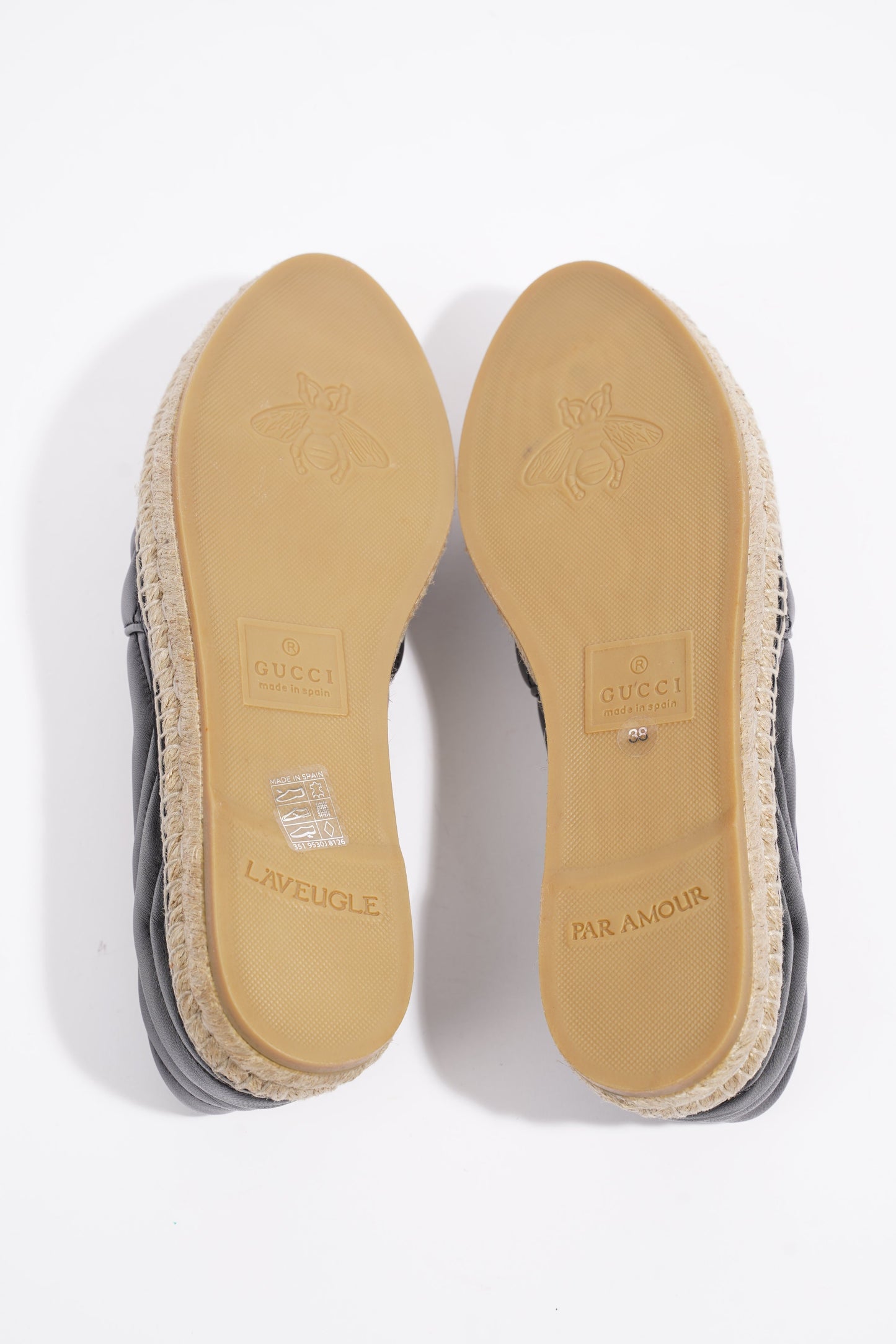 Gucci GG Espadrilles Black Leather EU 38 UK 5