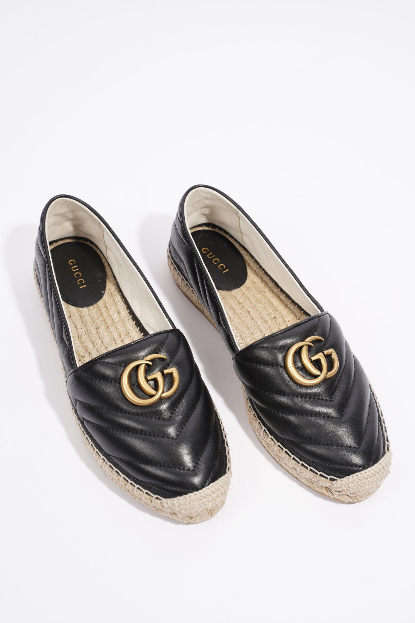 Gucci GG Espadrilles Black Leather EU 38 UK 5