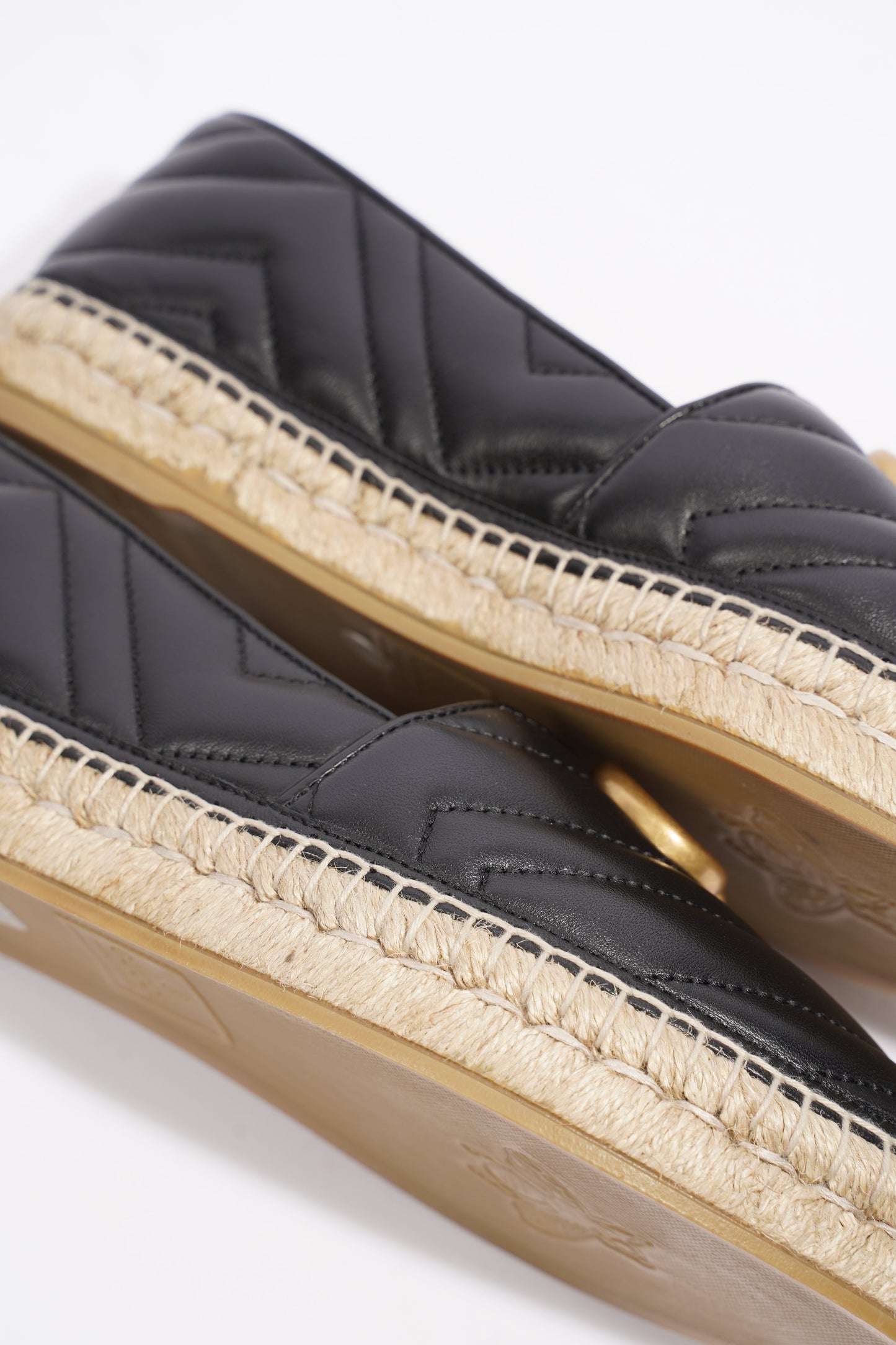 Gucci GG Espadrilles Black Leather EU 38 UK 5