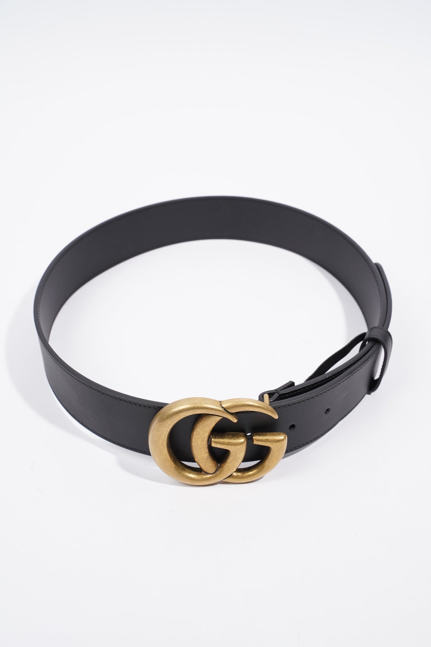 Gucci Marmont Belt Black / Gold Leather 75cm 30"