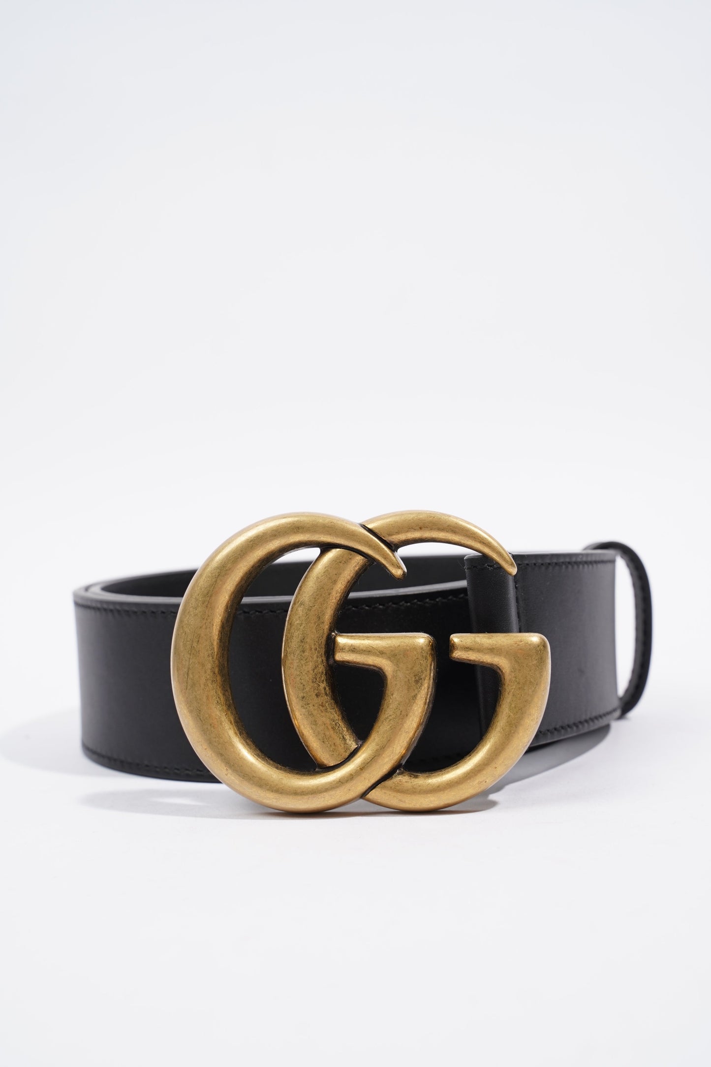 Gucci Marmont Belt Black / Gold Leather 75cm 30"