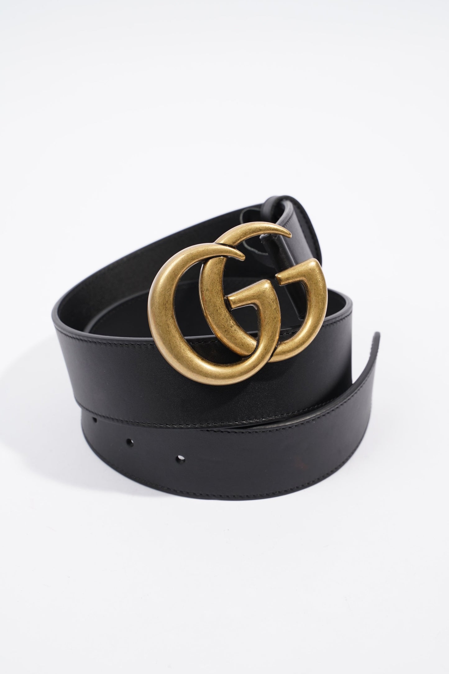 Gucci Marmont Belt Black / Gold Leather 75cm 30"