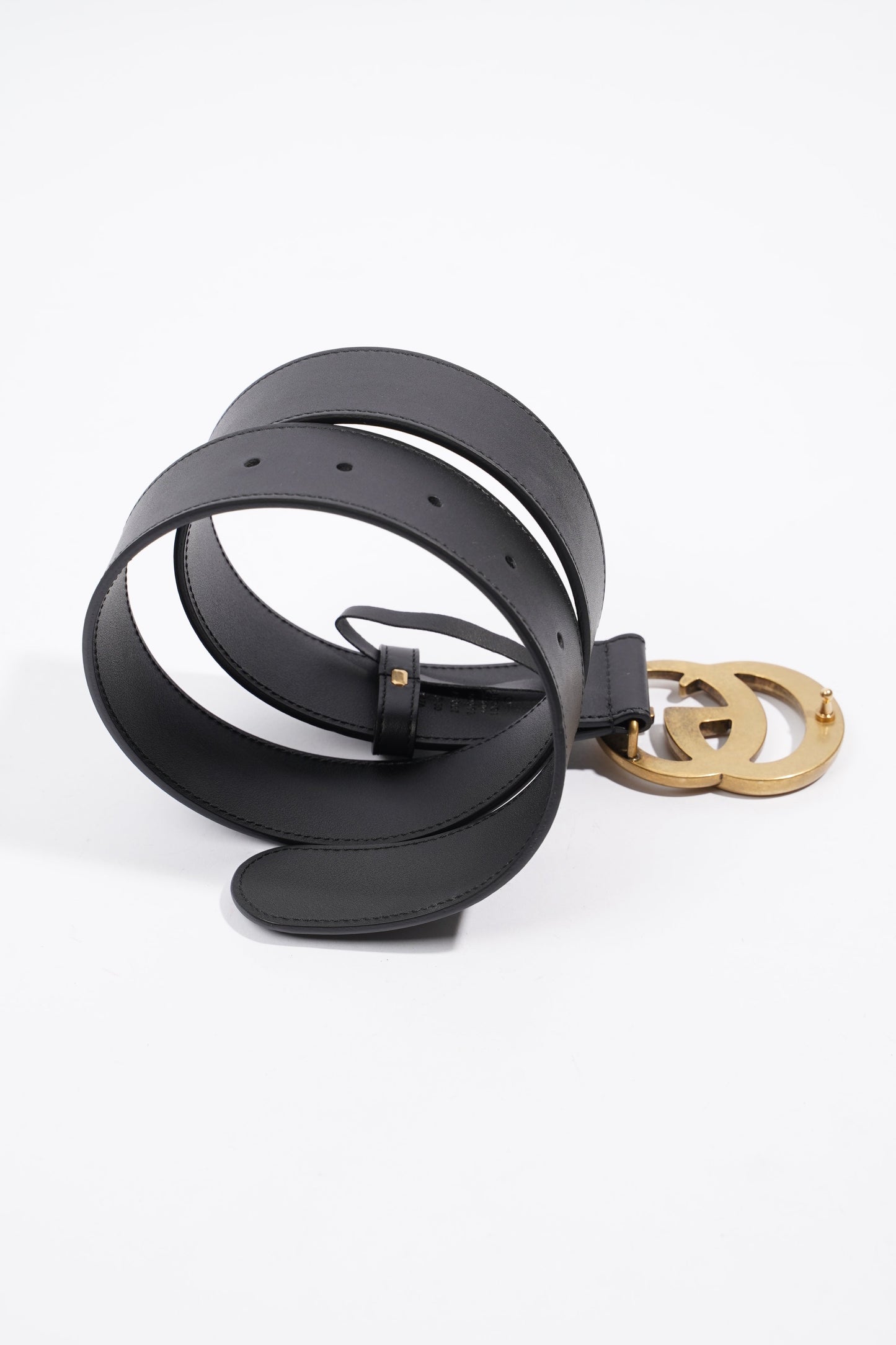 Gucci Marmont Belt Black / Gold Leather 75cm 30"