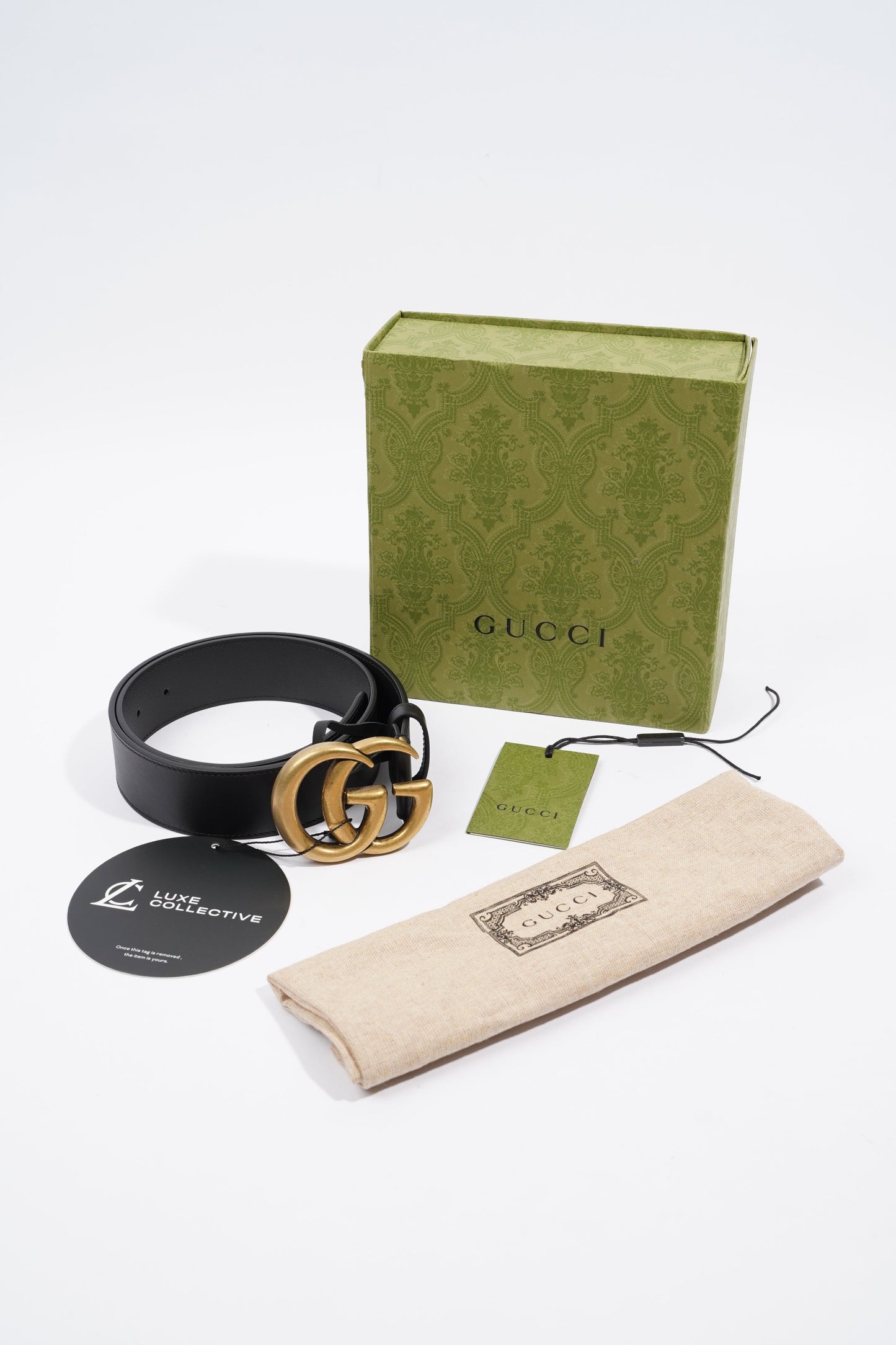 Gucci Marmont Belt Black / Gold Leather 75cm 30"