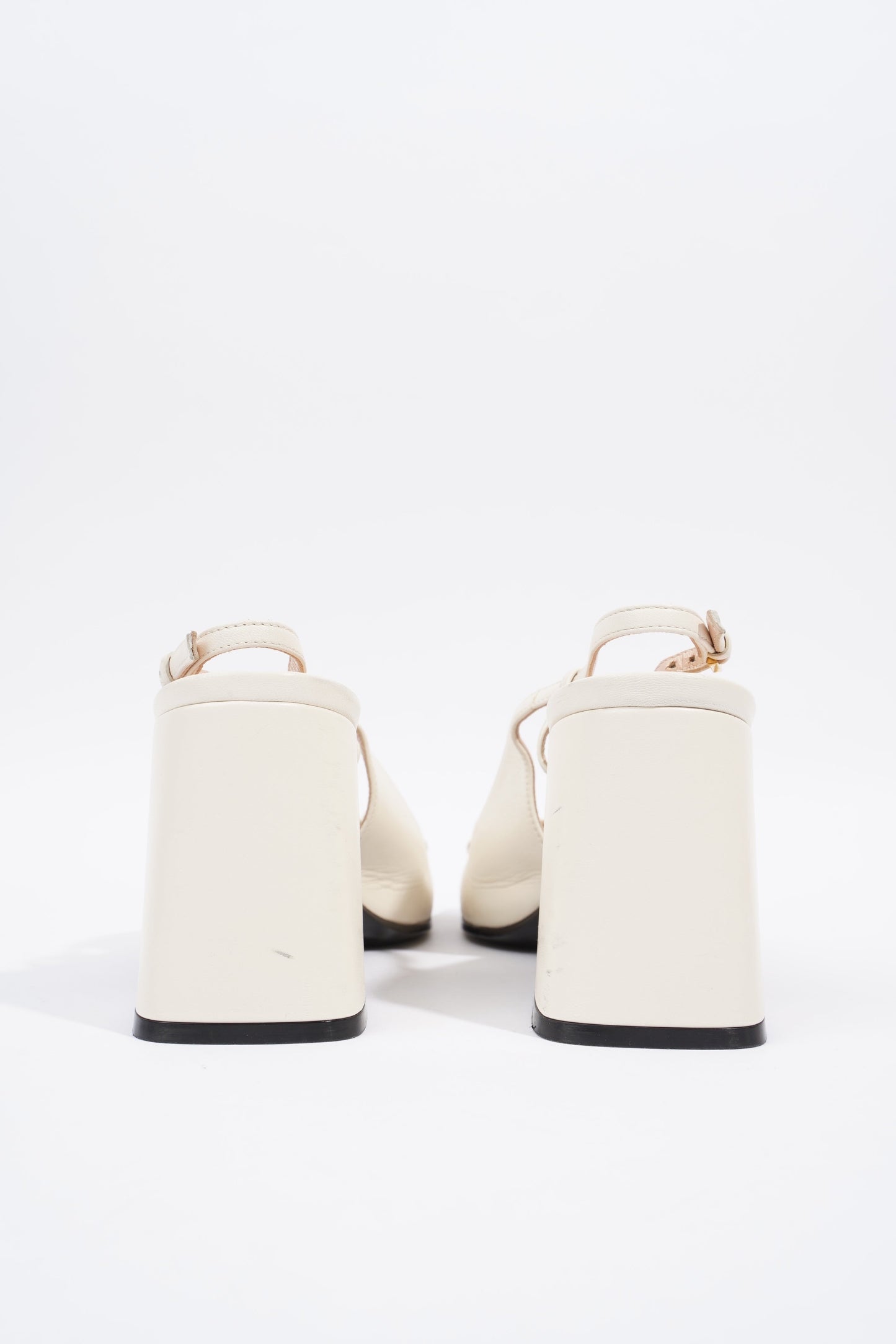 Gucci Horsebit Heeled Slingback 75 White Leather EU 39 UK 6