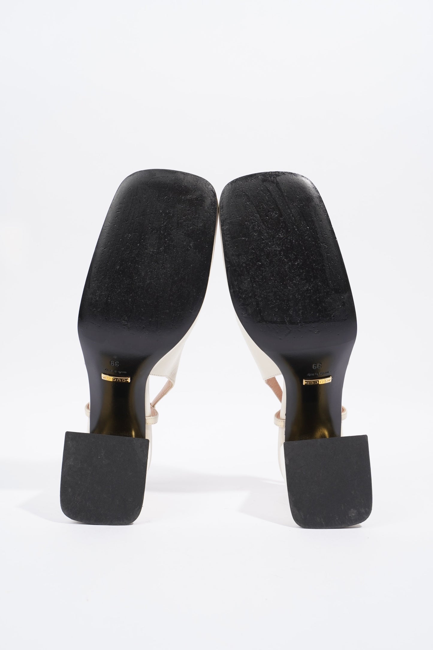 Gucci Horsebit Heeled Slingback 75 White Leather EU 39 UK 6