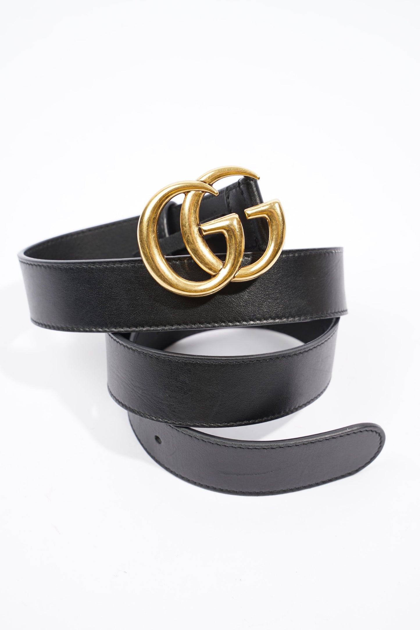 Gucci Marmont Belt Black / Gold Leather 85cm 34"