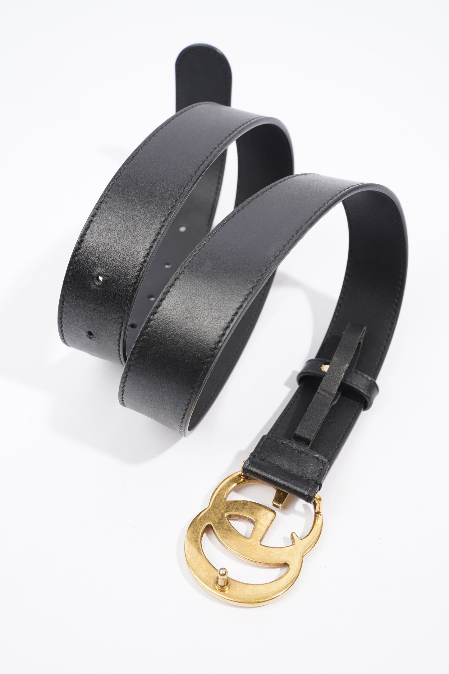 Gucci Marmont Belt Black / Gold Leather 85cm 34"