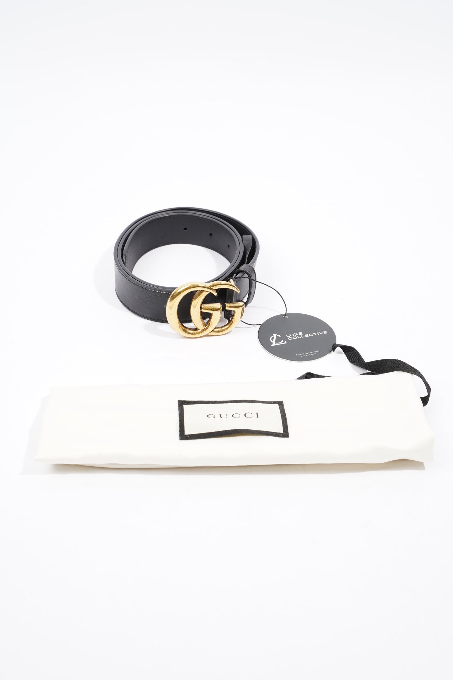 Gucci Marmont Belt Black / Gold Leather 85cm 34"