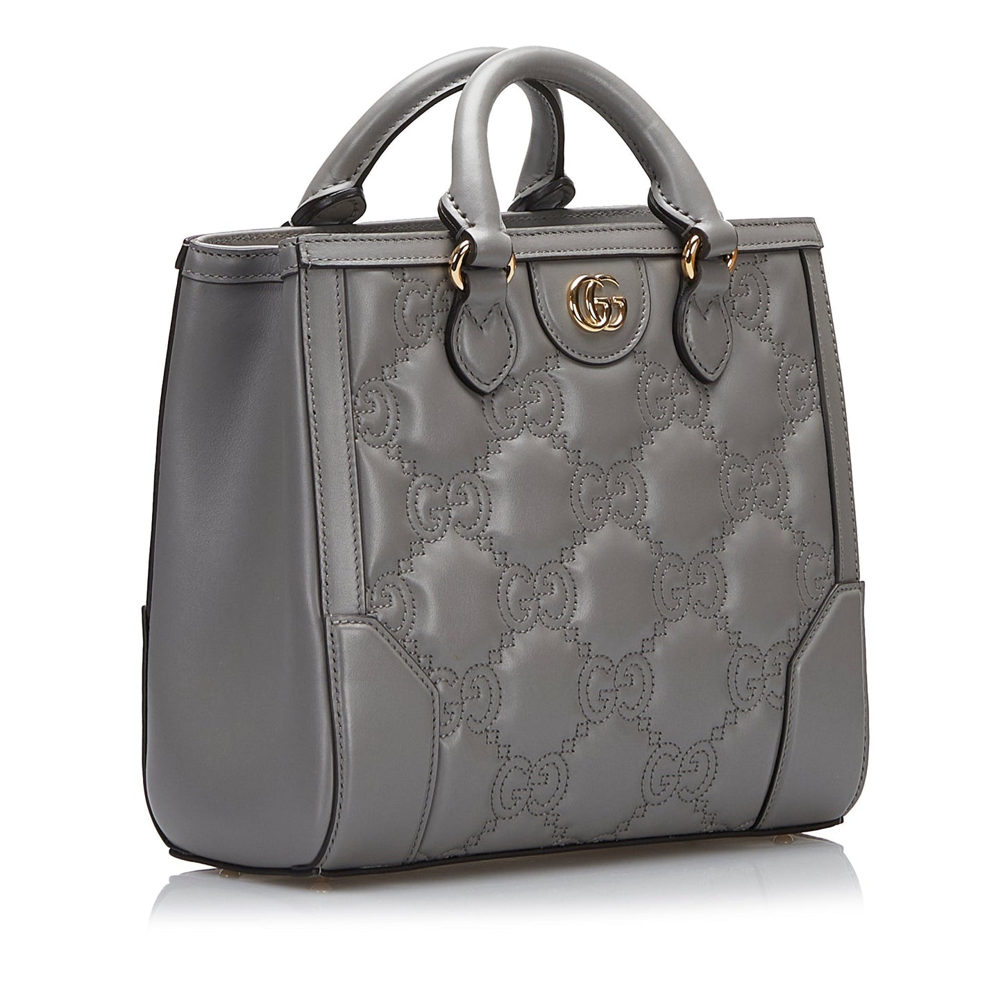 Gucci GG Handbag Grey Matelassé Leather