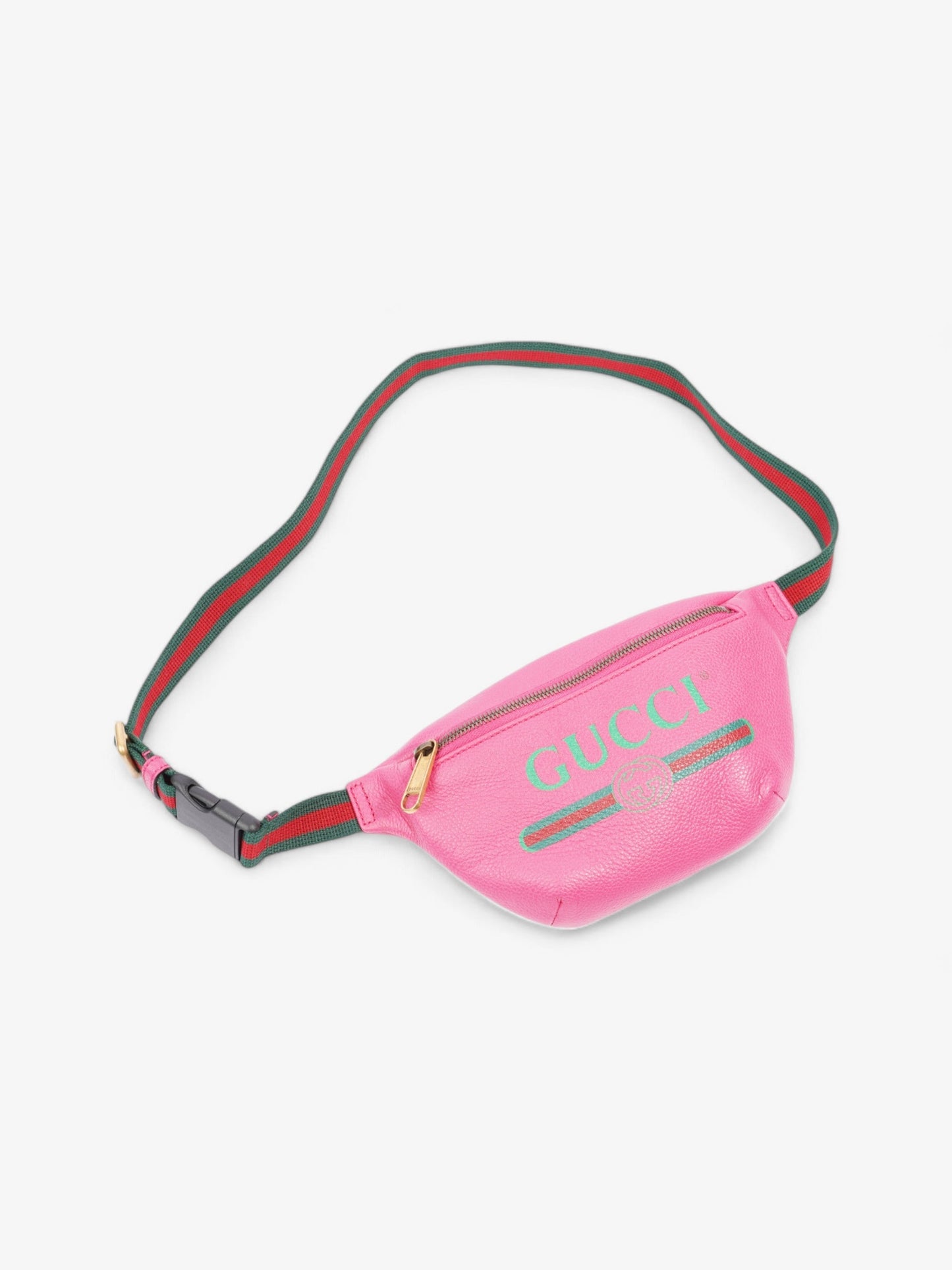 Gucci Logo Web Bum Bag Neon Pink / Green / Red Leather