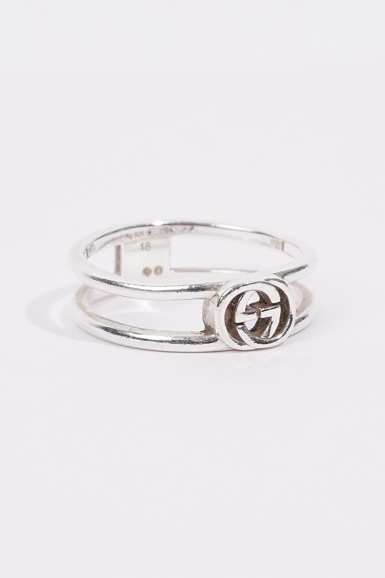 Gucci Interlocking G Thin Open Band Silver Silver Sterling 18
