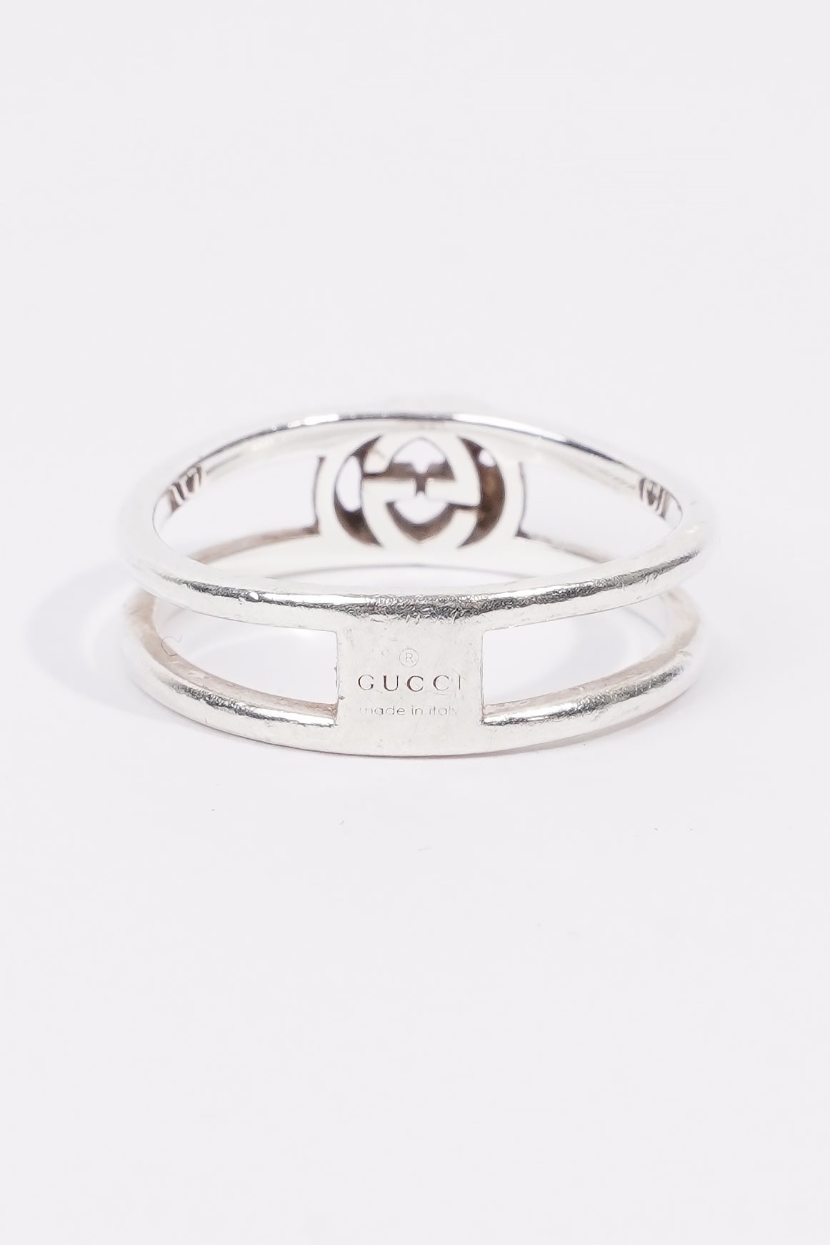 Gucci Interlocking G Thin Open Band Silver Silver Sterling 18