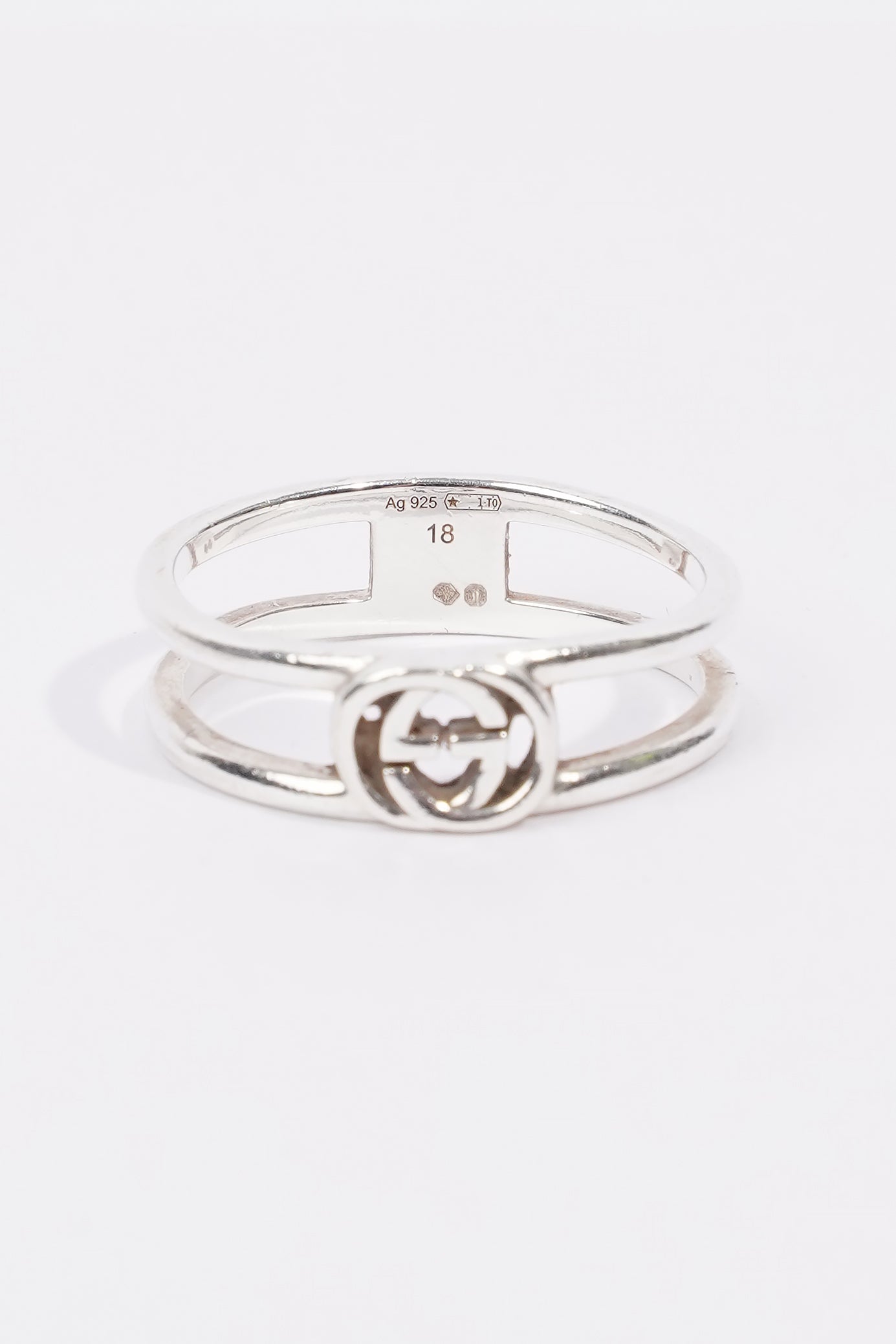Gucci Interlocking G Thin Open Band Silver Silver Sterling 18