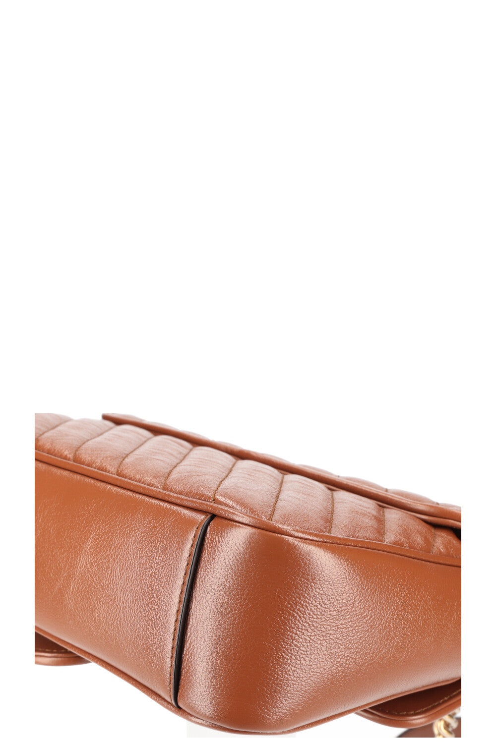 GUCCI Marmont Diagonal Quilted Small Flap Bag Leather Brown
