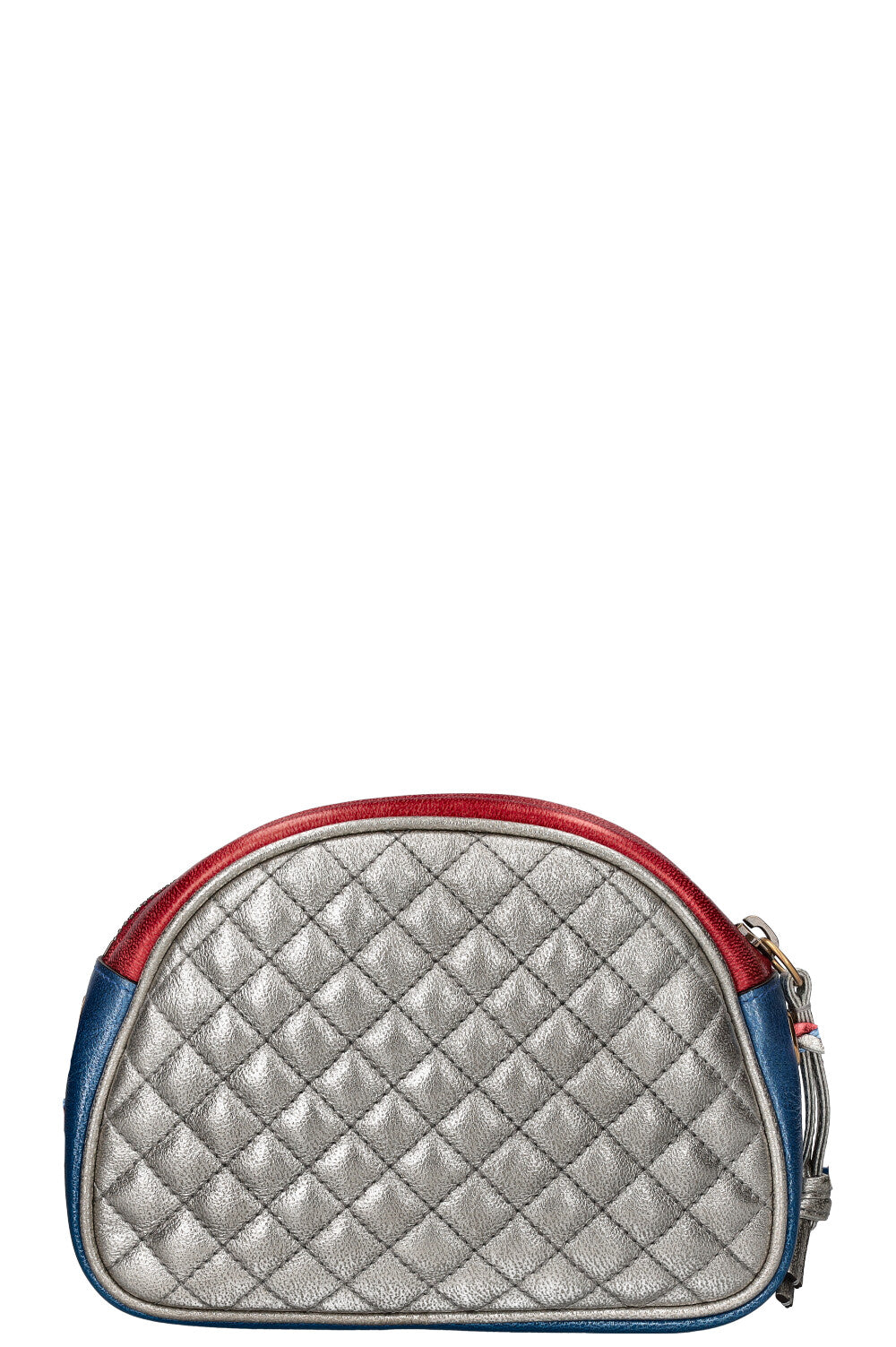 GUCCI Small Trapuntata Shoulder Bag Metallic Blue & Red