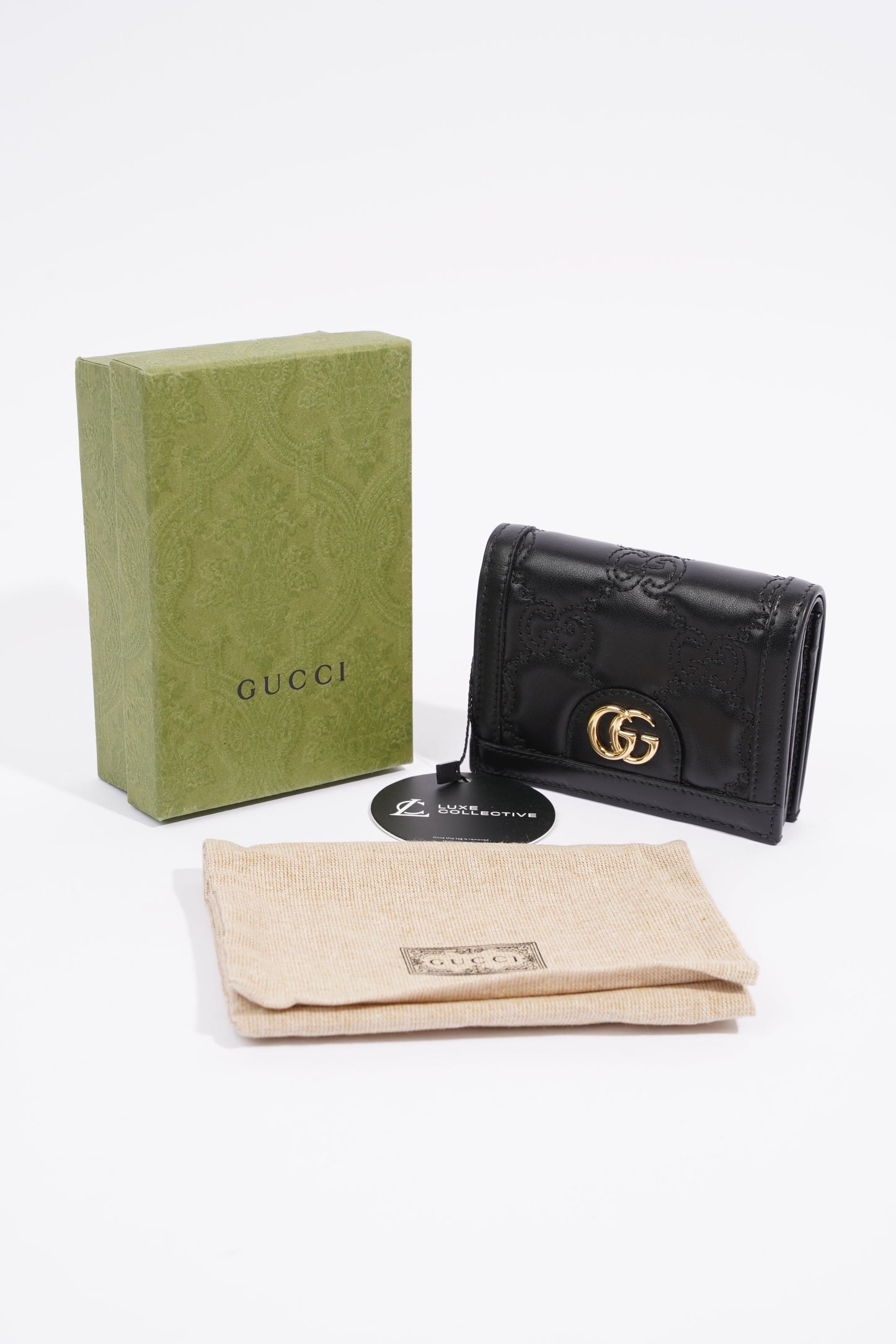 Gucci GG Matelasse Card Case Black Matelasse Leather