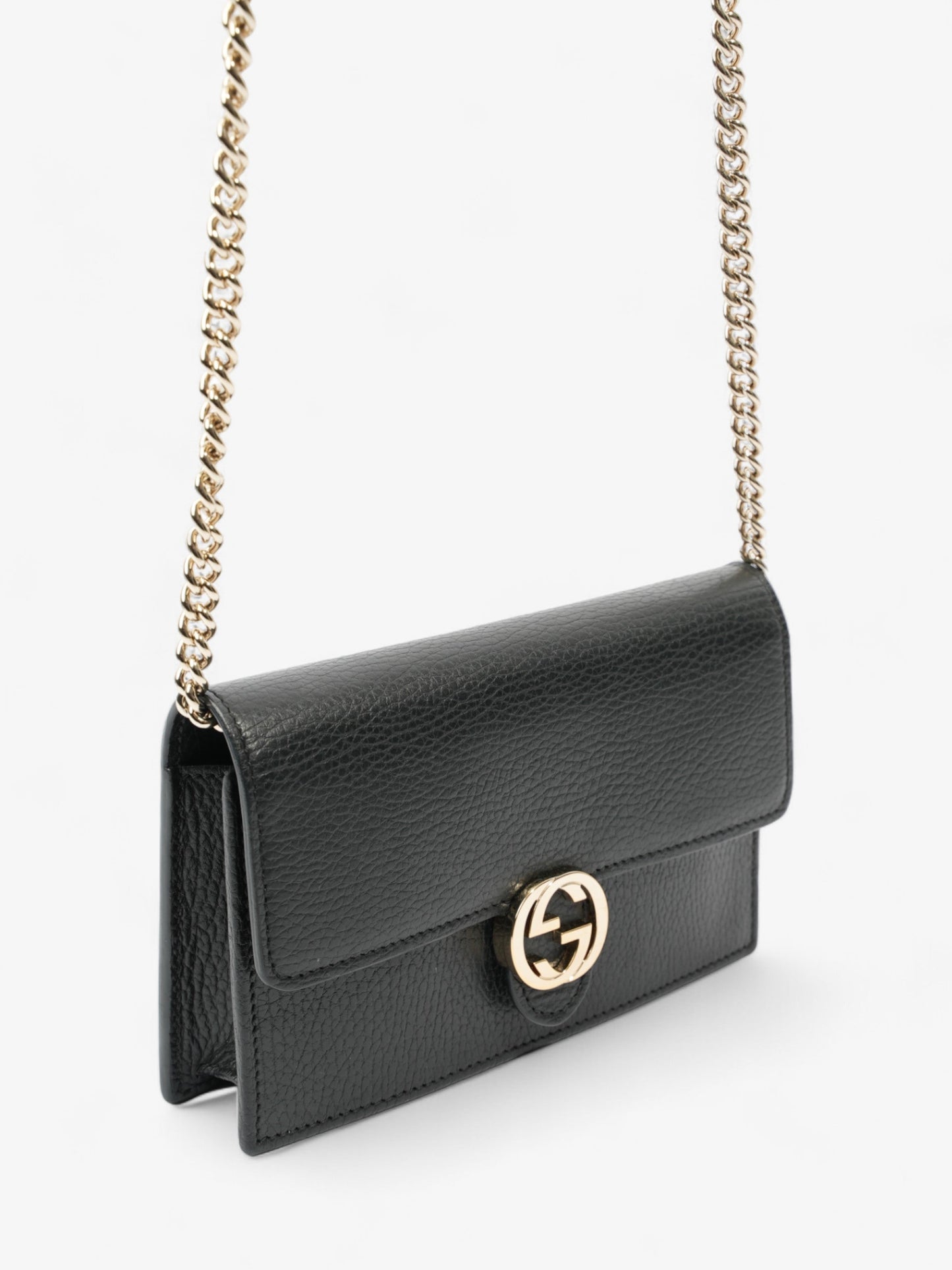 Gucci Interlocking GG Chain Wallet Black Leather