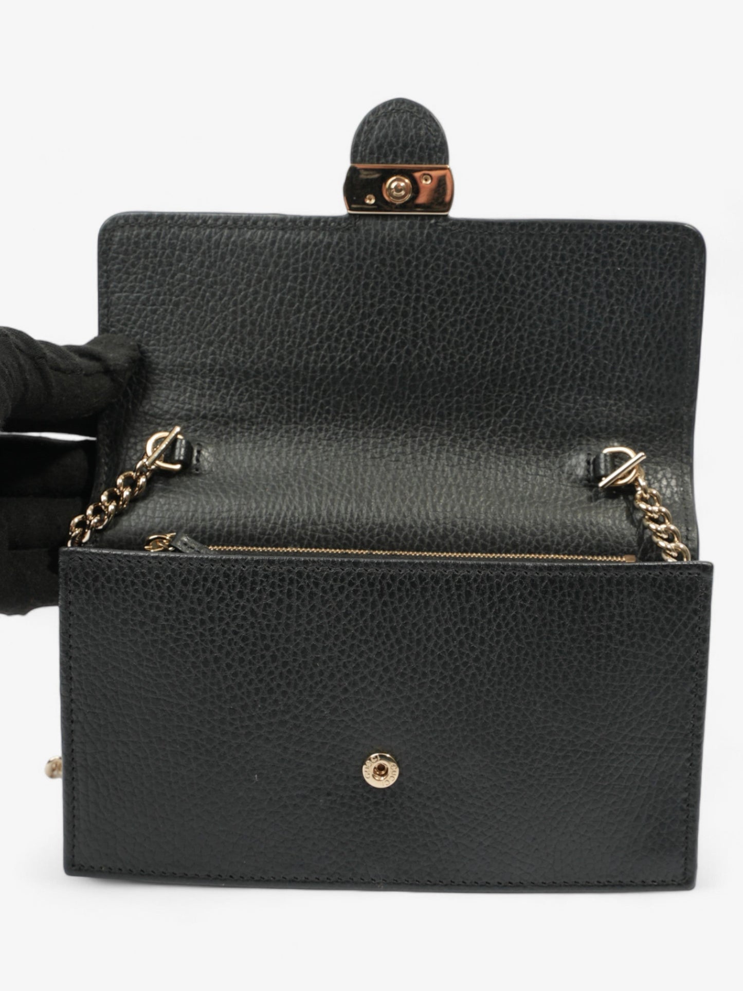 Gucci Interlocking GG Chain Wallet Black Leather