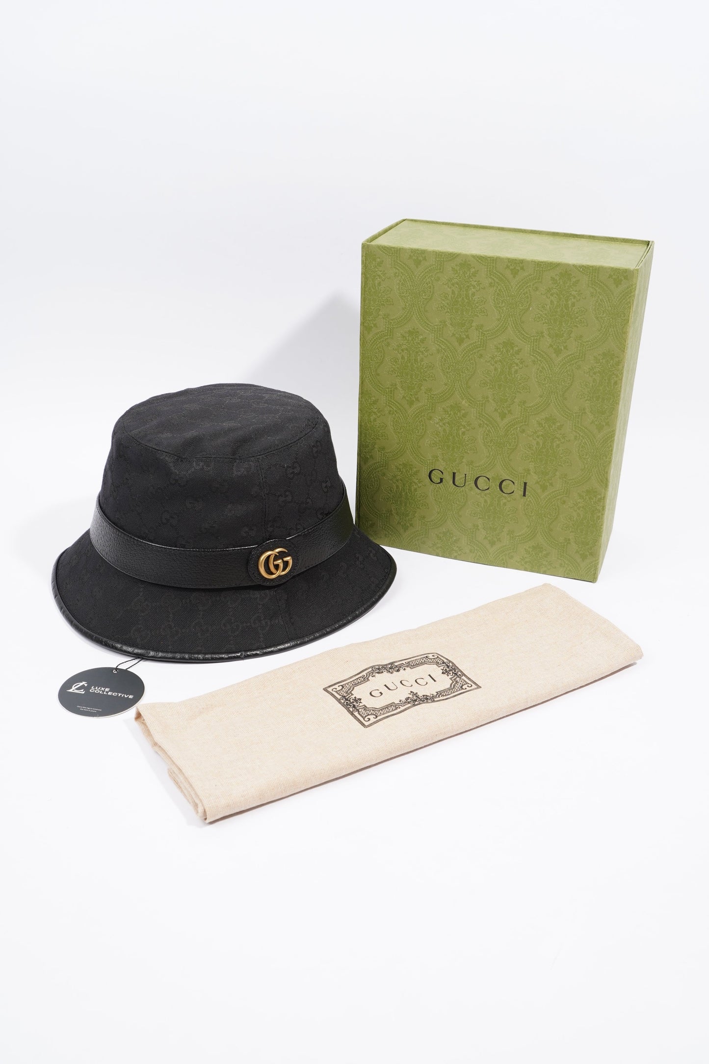 Gucci GG Bucket Hat Black GG Supreme Canvas XL (60cm)
