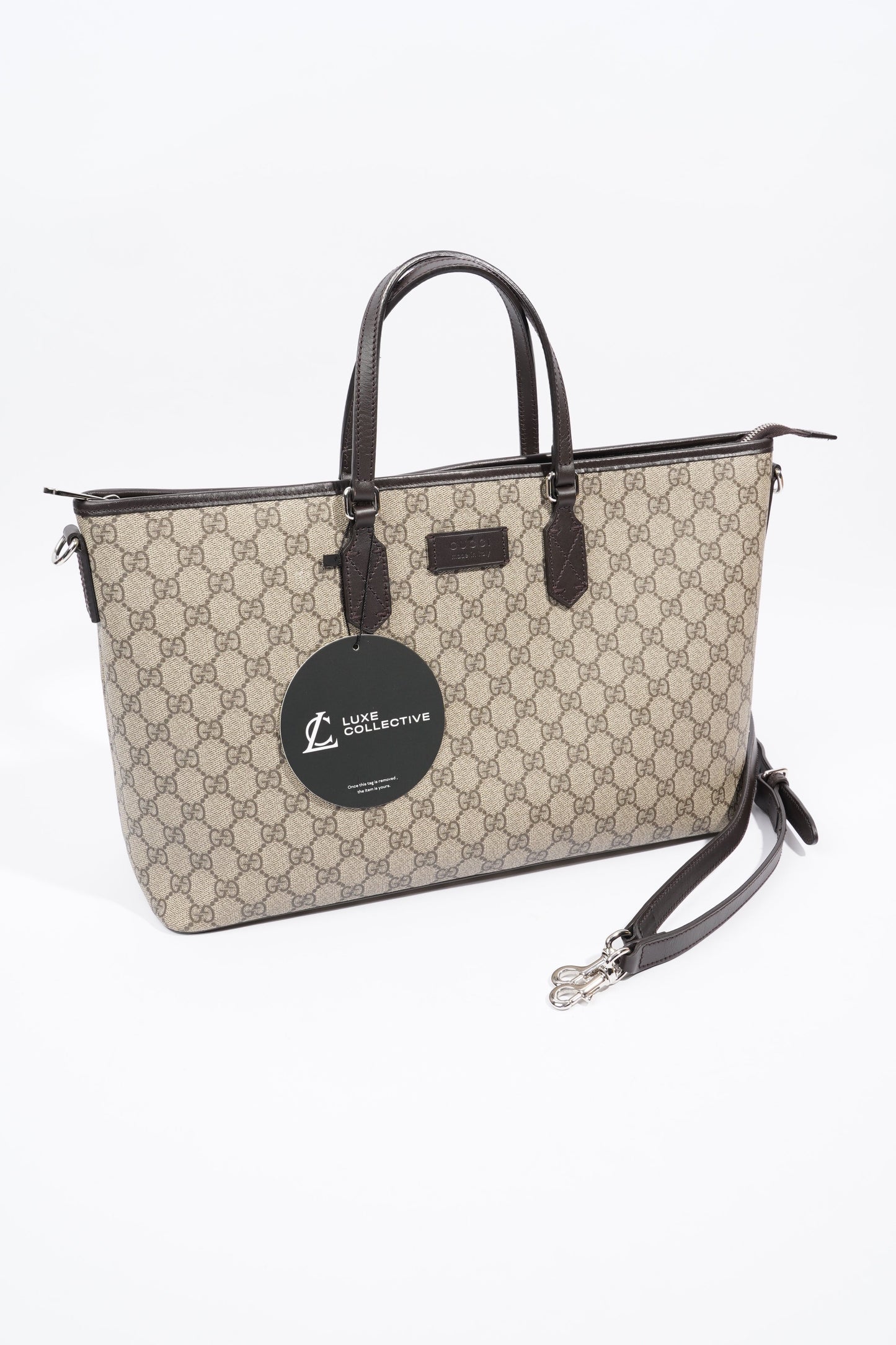Gucci GG Zip Tote Beige And Ebony GG Supreme Coated Canvas Medium