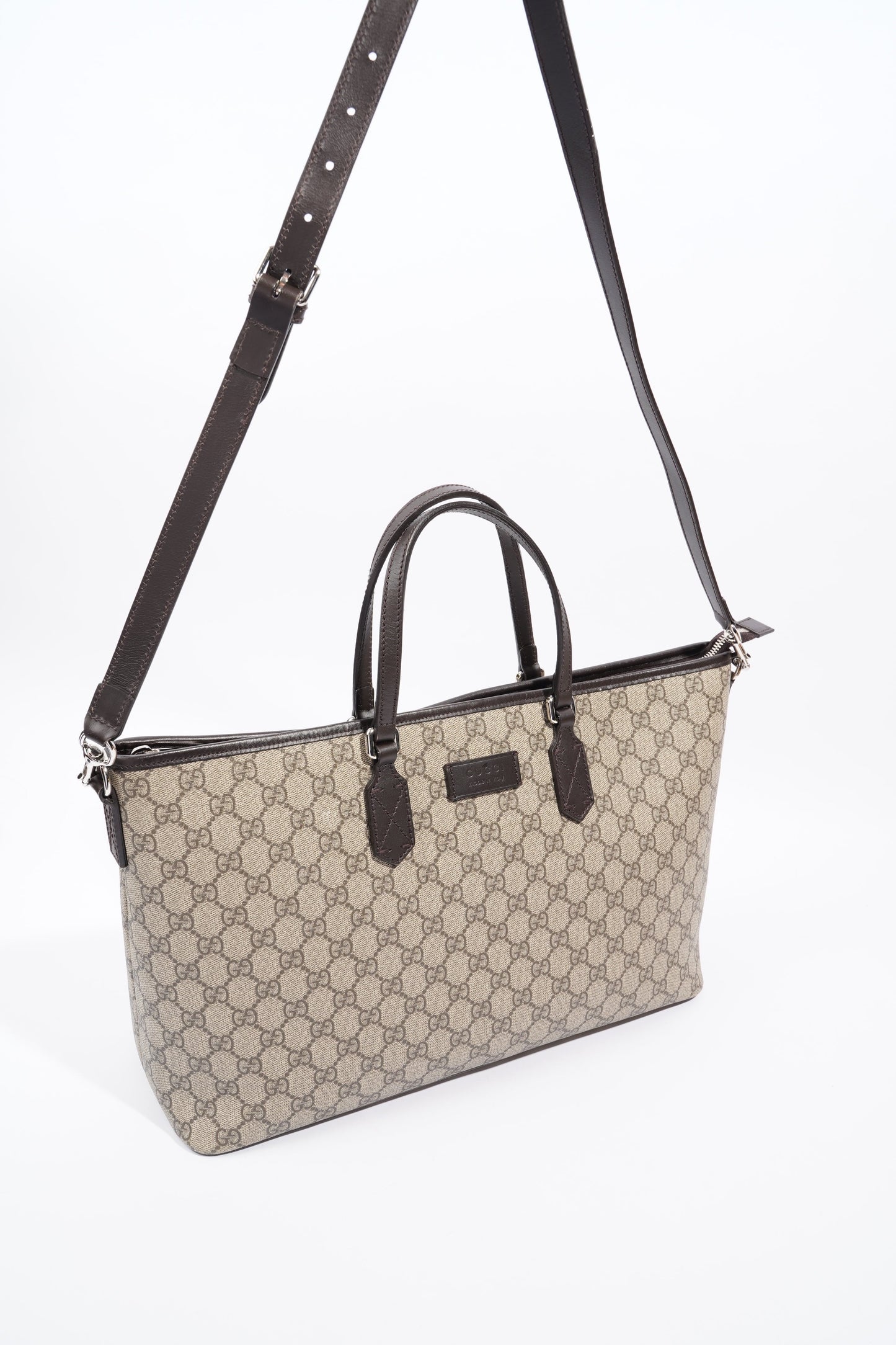 Gucci GG Zip Tote Beige And Ebony GG Supreme Coated Canvas Medium