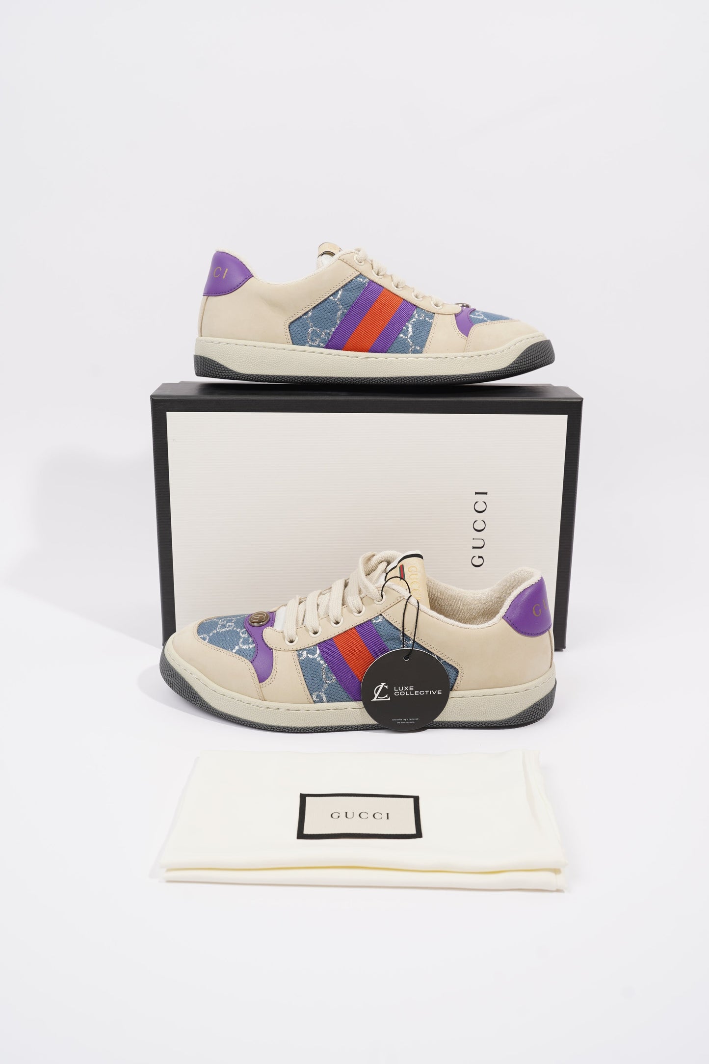 Gucci Screener Beige / Blue / Purple Mesh EU 39 UK 6