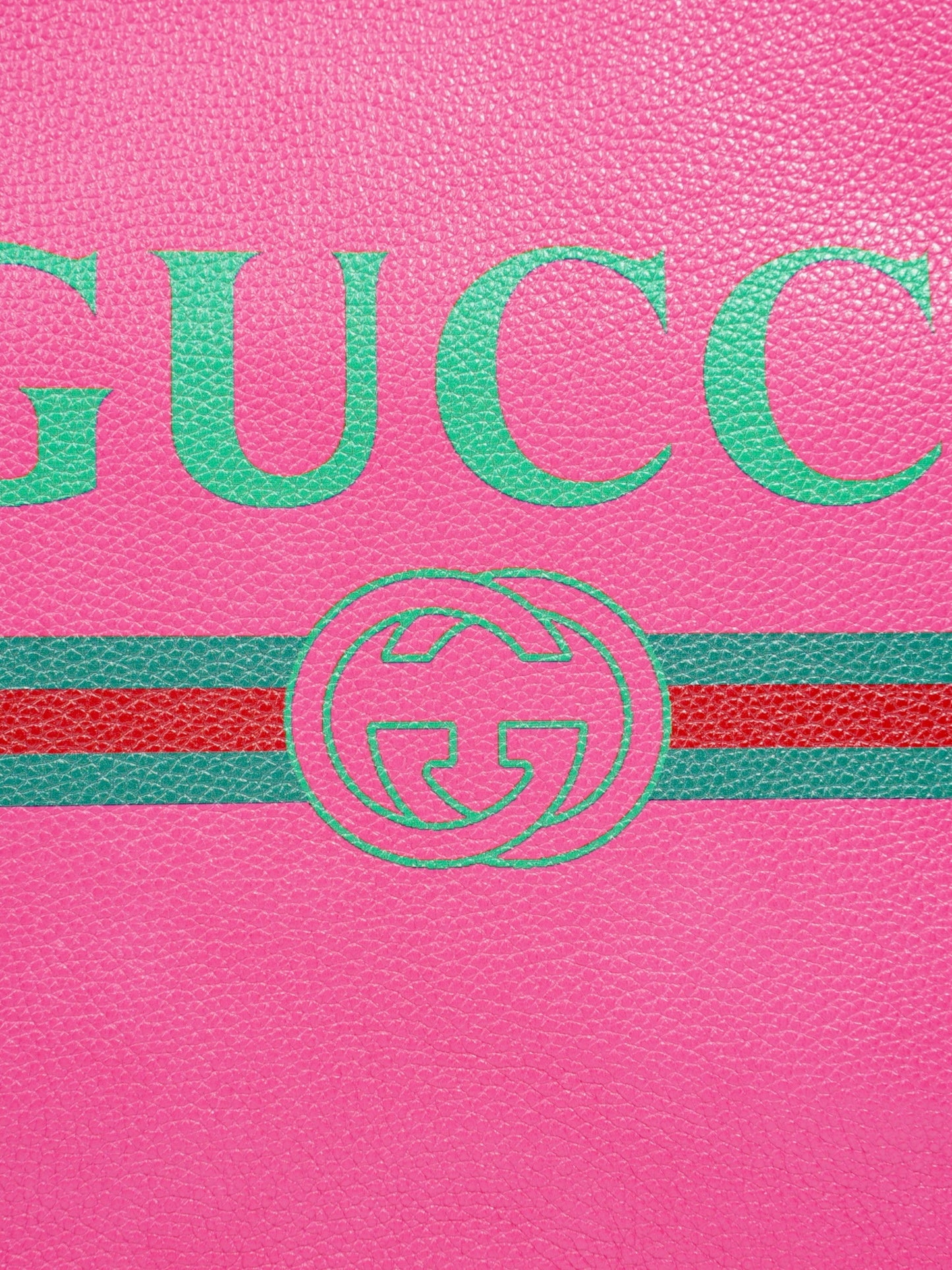 Gucci Vintage Logo Clutch Neon Pink / Green / Red Grained Leather