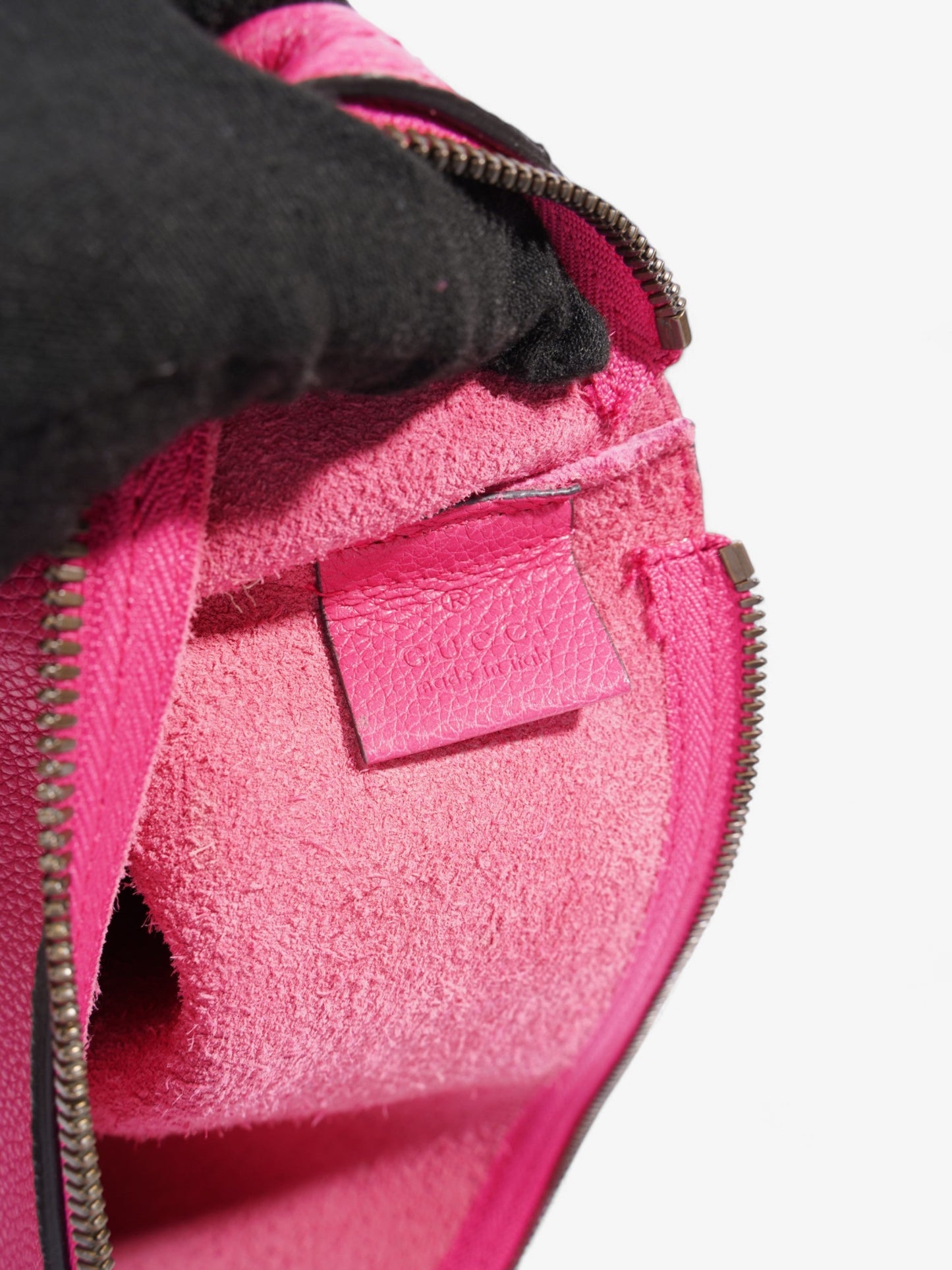 Gucci Vintage Logo Clutch Neon Pink / Green / Red Grained Leather