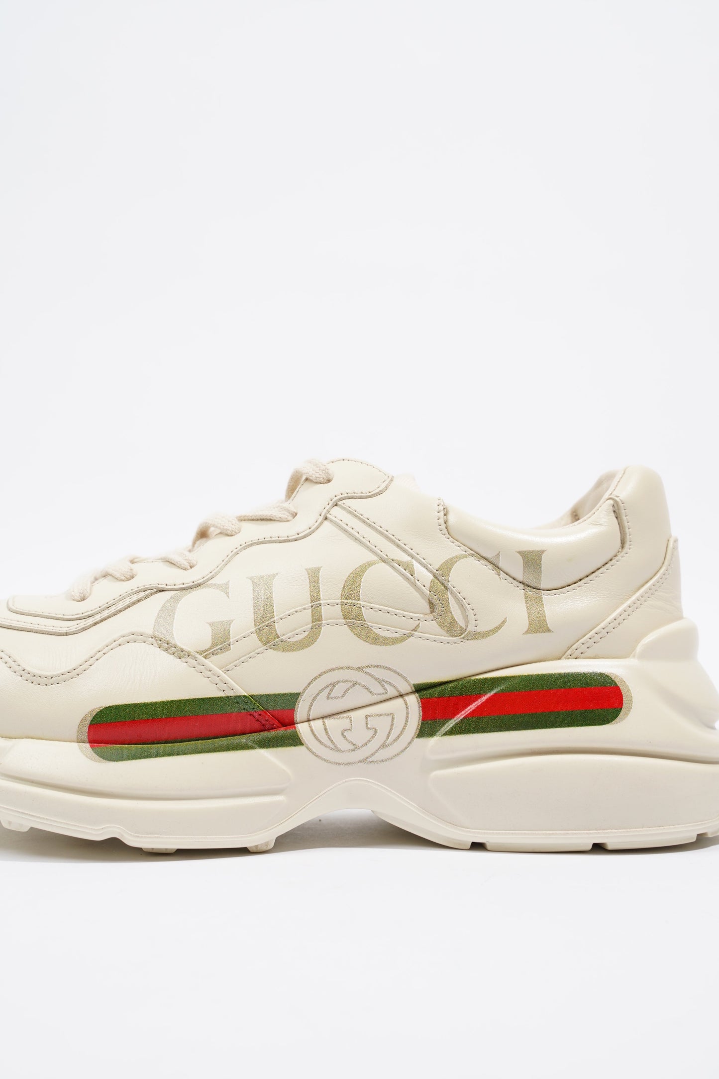 Gucci Rhyton Logo Beige / Red / Green Leather EU 40 UK 7